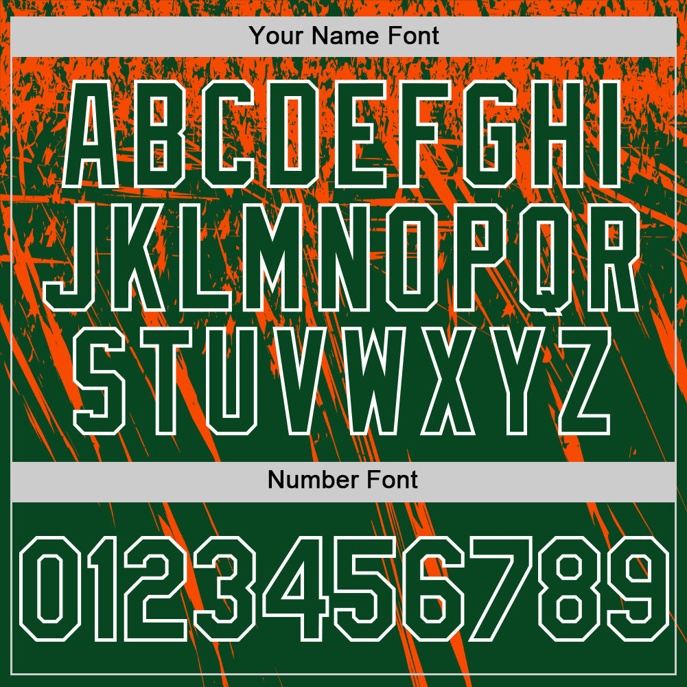 Custom Green Orange-White Distressed Scratch Brush Stroke Authentic Baseball Jersey baseball jersey product view 5