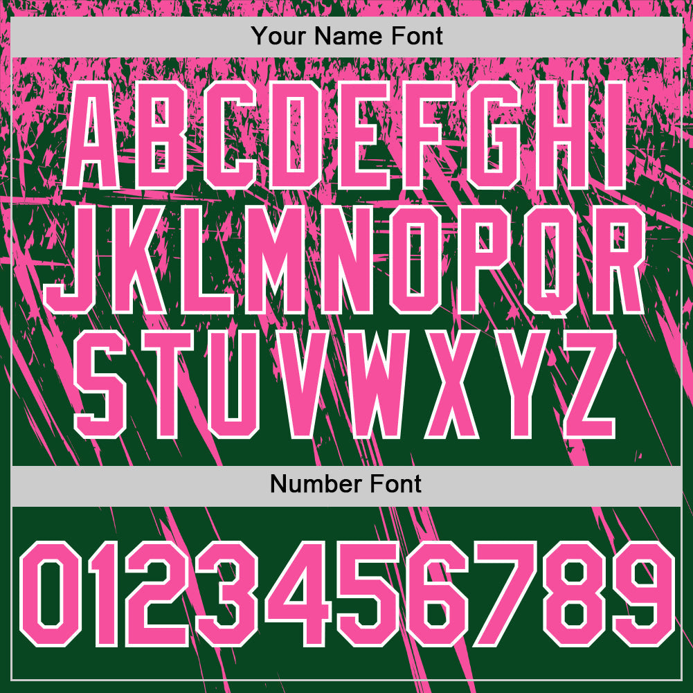Custom Green Pink-White Distressed Scratch Brush Stroke Authentic Baseball Jersey baseball jersey product view 5