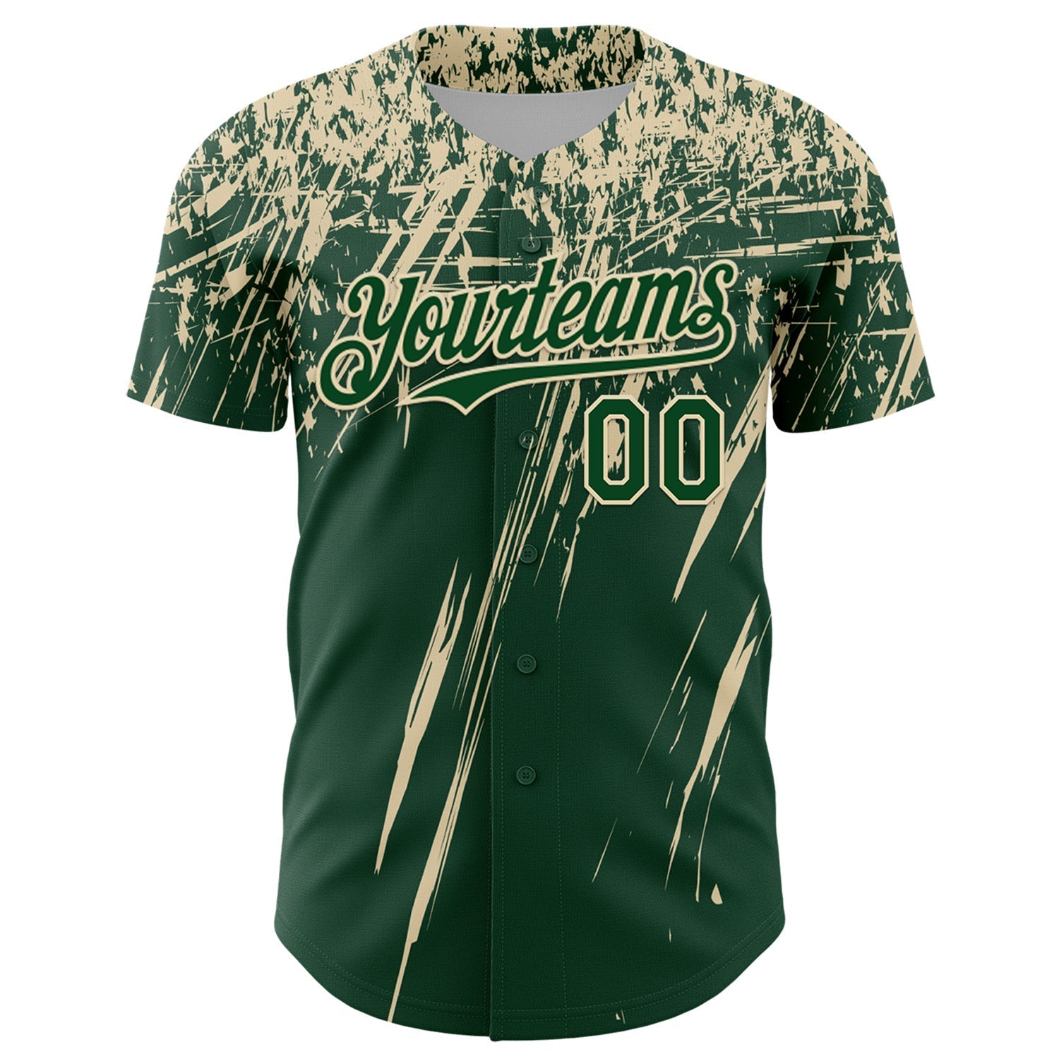 Custom Green Cream Distressed Scratch Brush Stroke Authentic Baseball Jersey baseball jersey product view 2