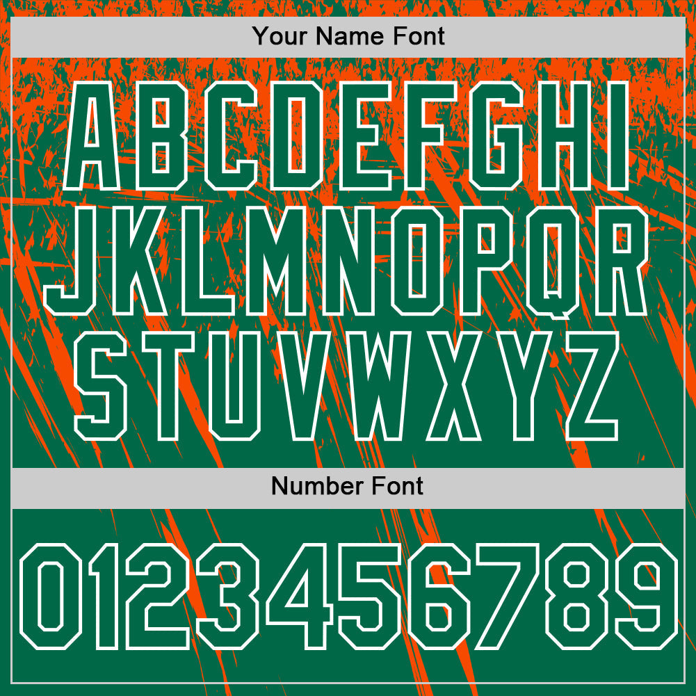 Custom Kelly Green Orange-White Distressed Scratch Brush Stroke Authentic Baseball Jersey baseball jersey product view 5
