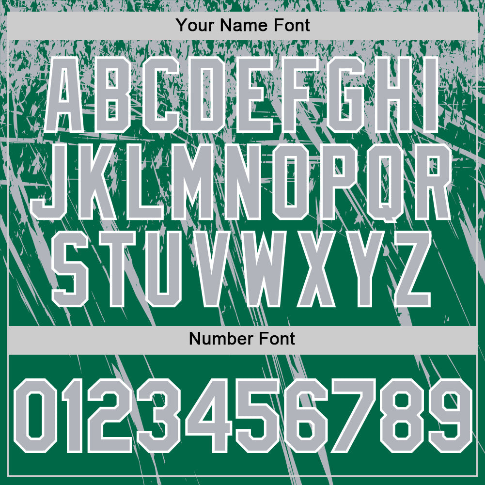 Custom Kelly Green Gray-White Distressed Scratch Brush Stroke Authentic Baseball Jersey baseball jersey product view 5