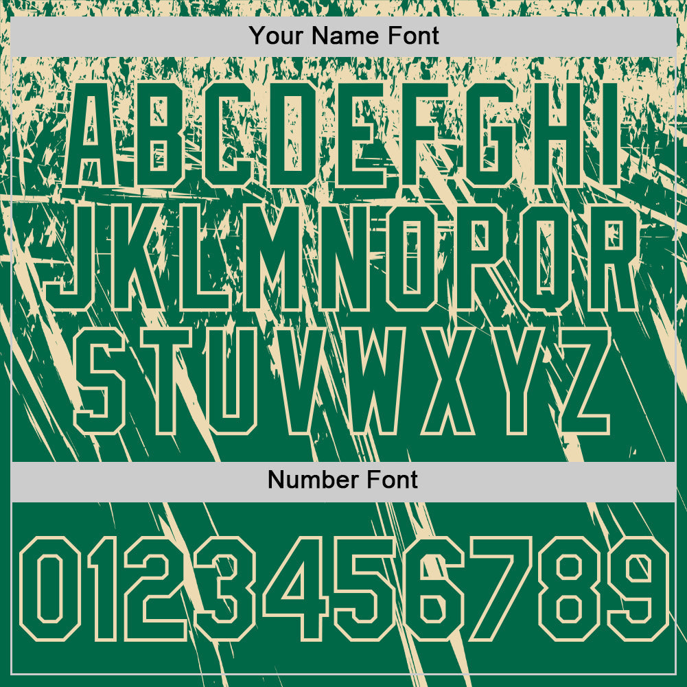 Custom Kelly Green Cream Distressed Scratch Brush Stroke Authentic Baseball Jersey baseball jersey product view 5