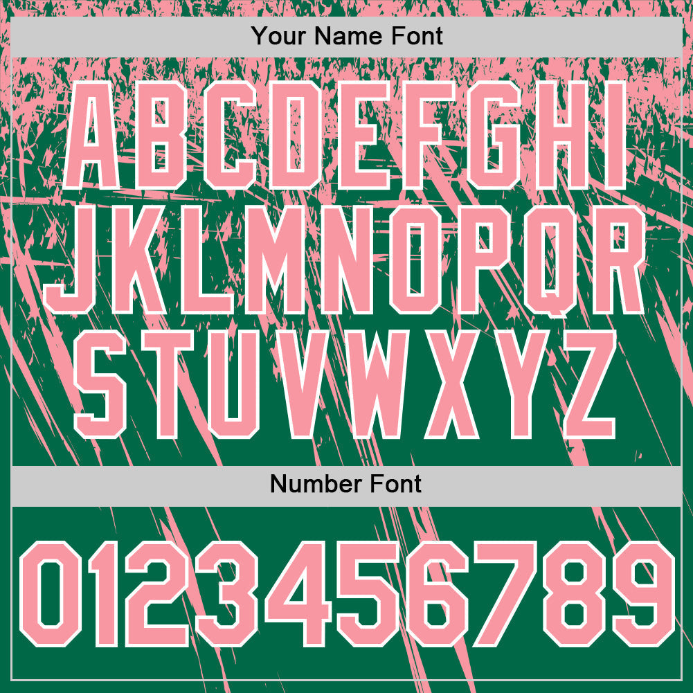 Custom Kelly Green Medium Pink-White Distressed Scratch Brush Stroke Authentic Baseball Jersey baseball jersey product view 5