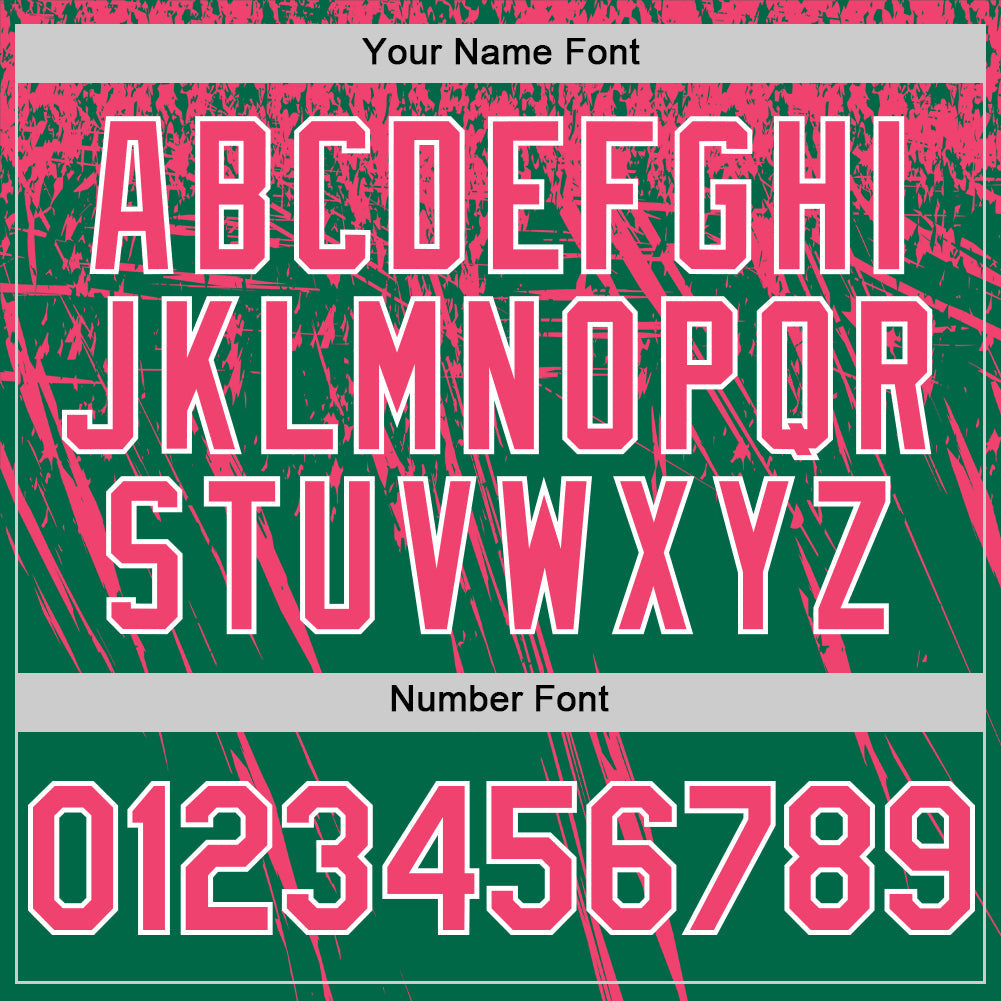 Custom Kelly Green Neon Pink-White Distressed Scratch Brush Stroke Authentic Baseball Jersey baseball jersey product view 5