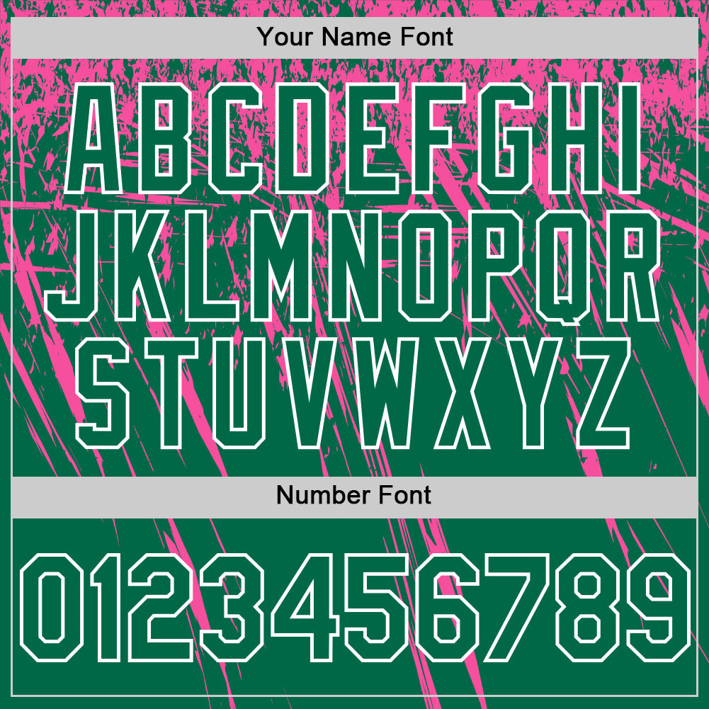 Custom Kelly Green Pink-White Distressed Scratch Brush Stroke Authentic Baseball Jersey baseball jersey product view 5