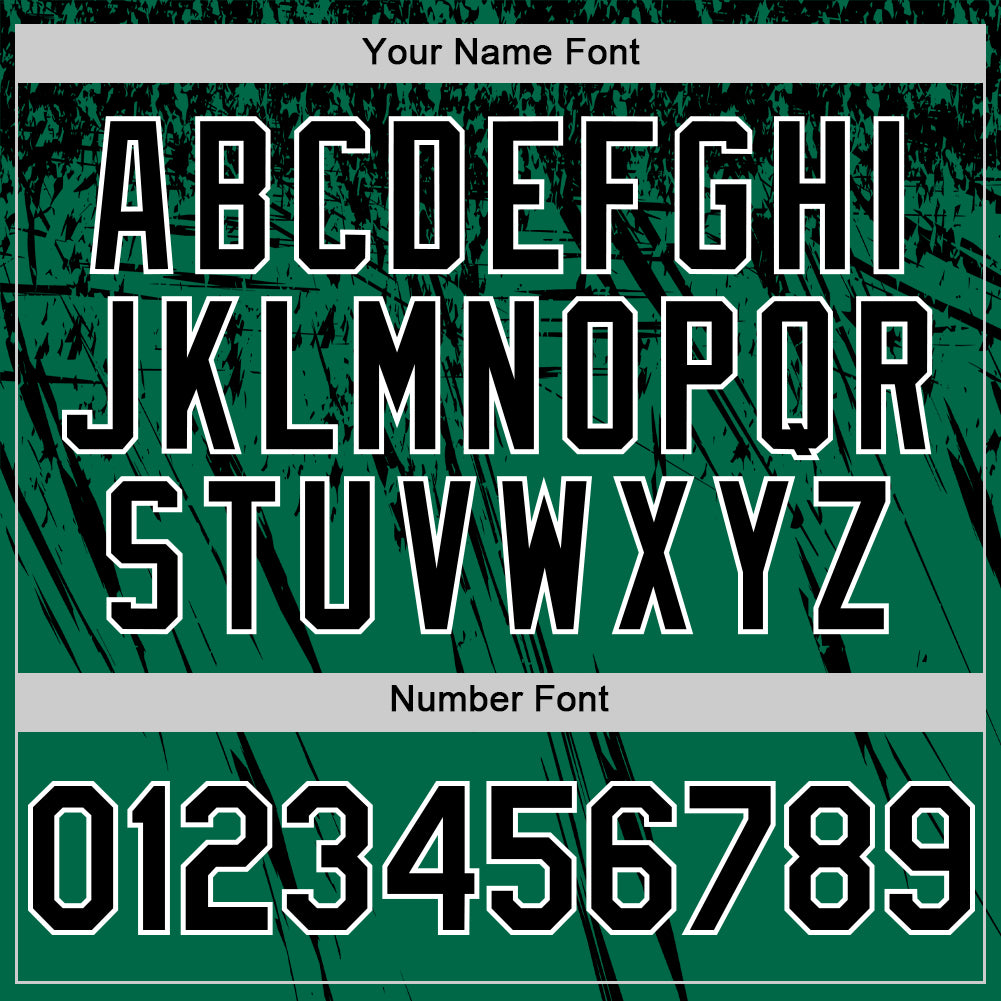 Custom Kelly Green Black-White Distressed Scratch Brush Stroke Authentic Baseball Jersey baseball jersey product view 5