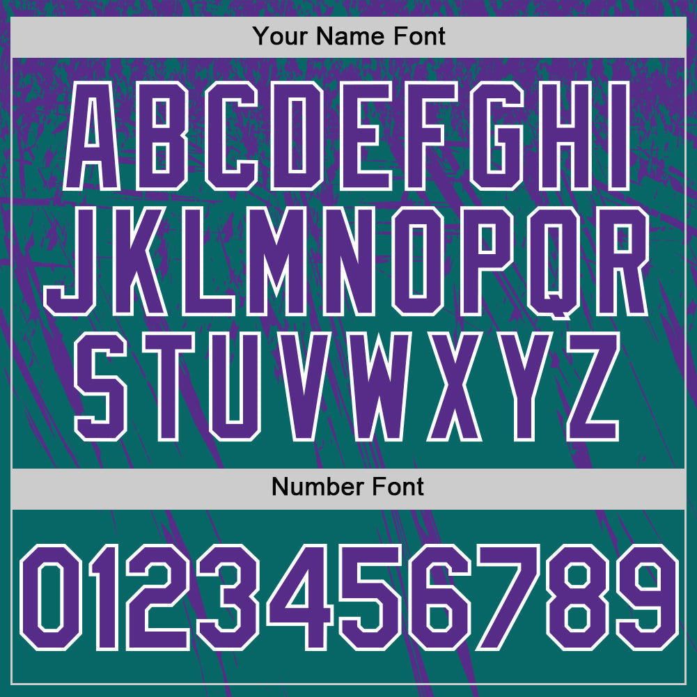 Custom Teal Purple-White Distressed Scratch Brush Stroke Authentic Baseball Jersey baseball jersey product view 5