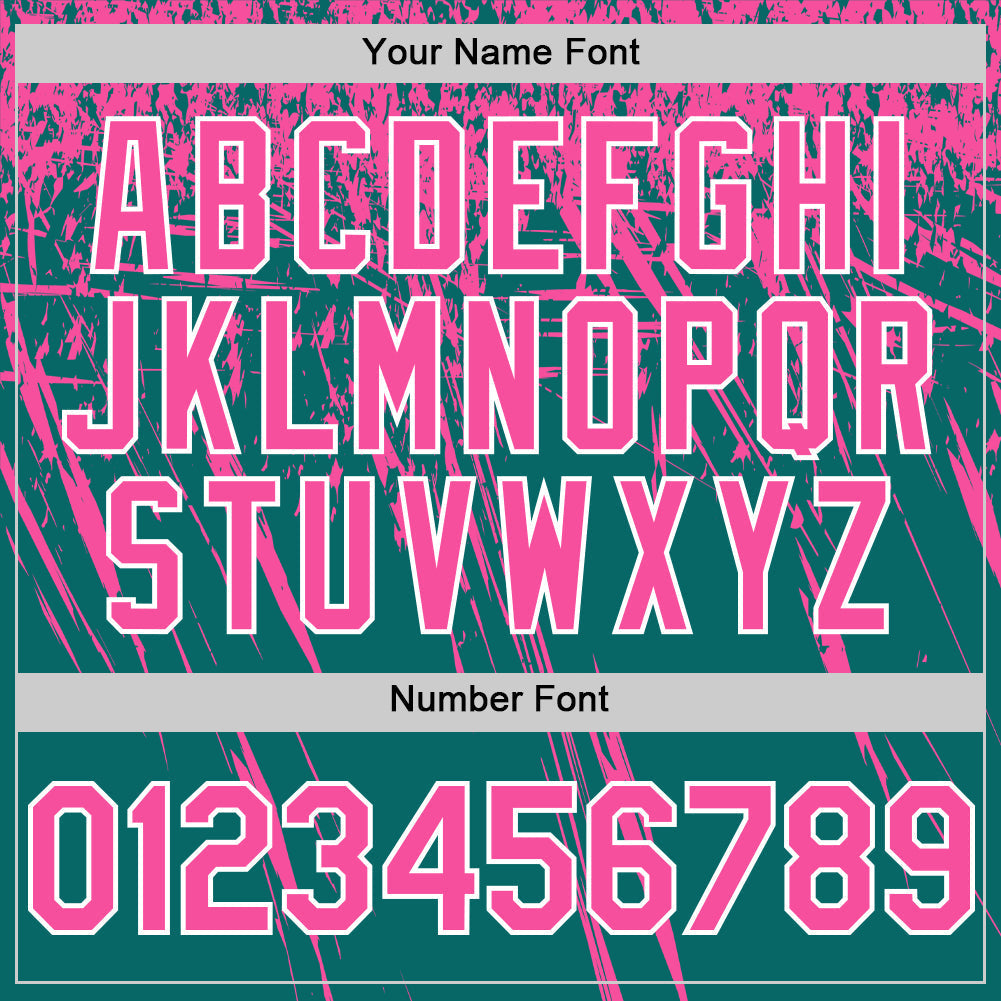 Custom Teal Pink-White Distressed Scratch Brush Stroke Authentic Baseball Jersey baseball jersey product view 5