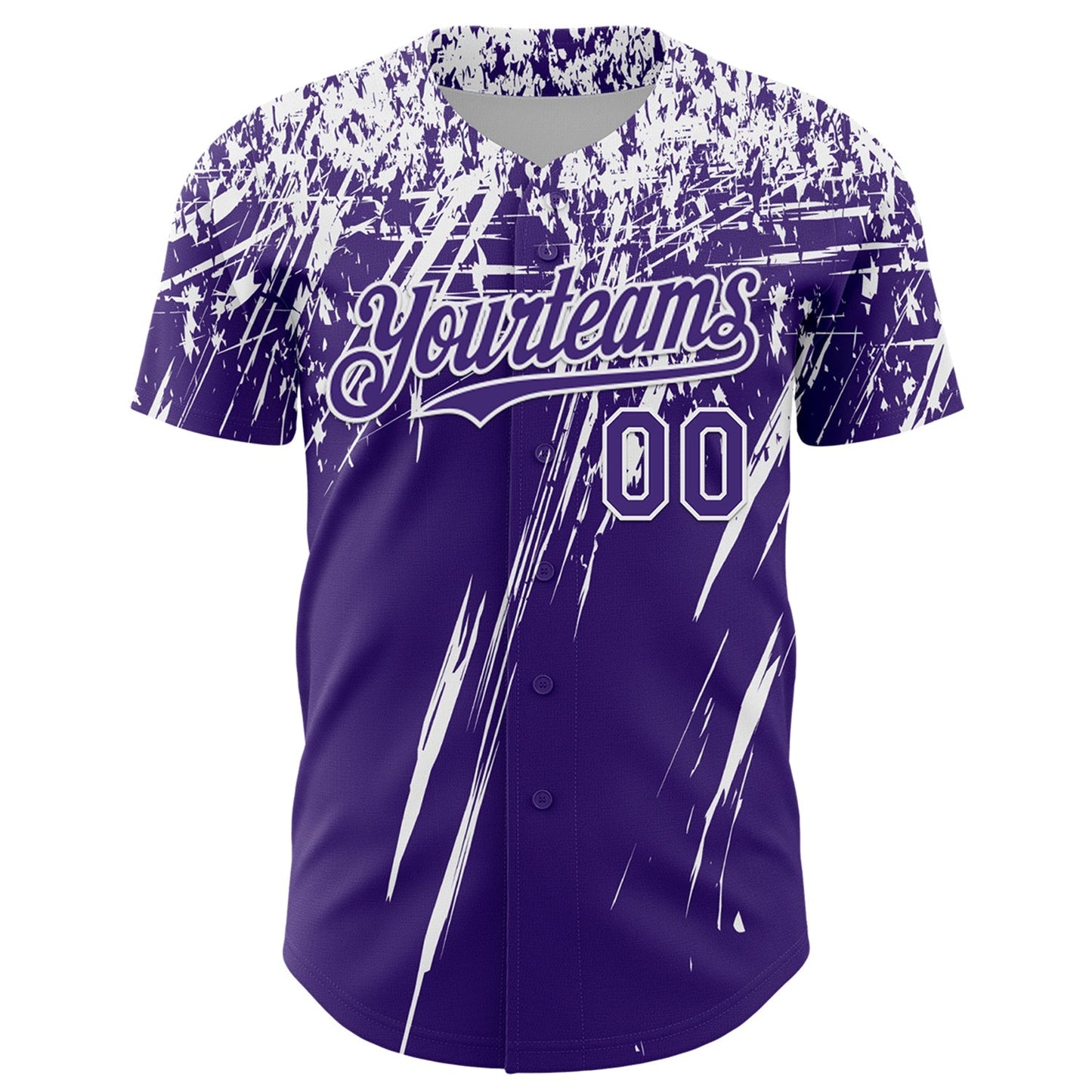 Custom Purple White Distressed Scratch Brush Stroke Authentic Baseball Jersey baseball jersey product view 2