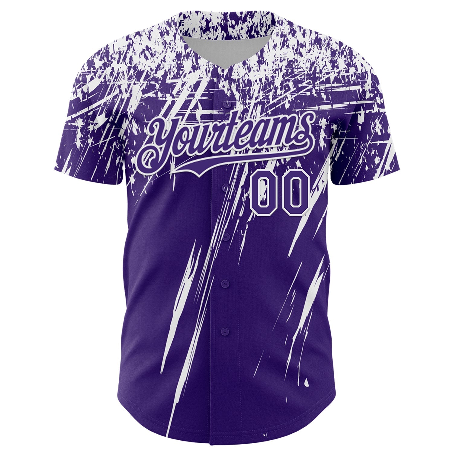 Custom Purple White Distressed Scratch Brush Stroke Authentic Baseball Jersey baseball jersey product view 2