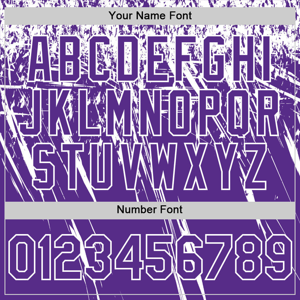 Custom Purple White Distressed Scratch Brush Stroke Authentic Baseball Jersey baseball jersey product view 5