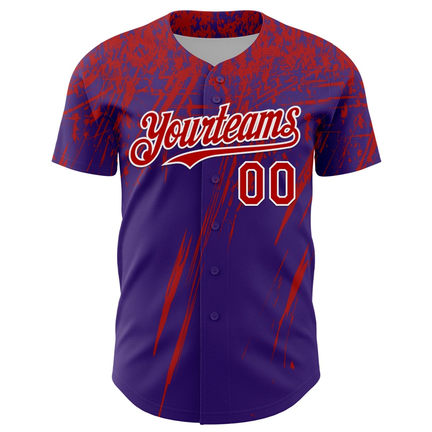 Custom Purple Red-White Distressed Scratch Brush Stroke Authentic Baseball Jersey baseball jersey product view 2
