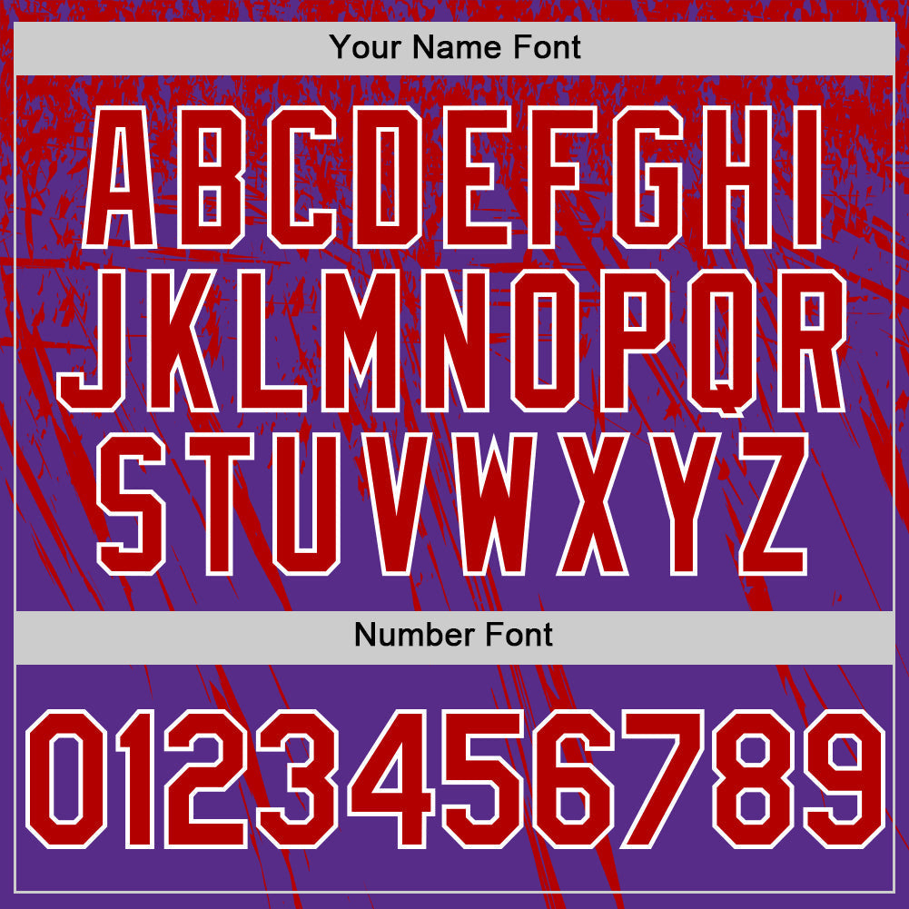 Custom Purple Red-White Distressed Scratch Brush Stroke Authentic Baseball Jersey baseball jersey product view 5