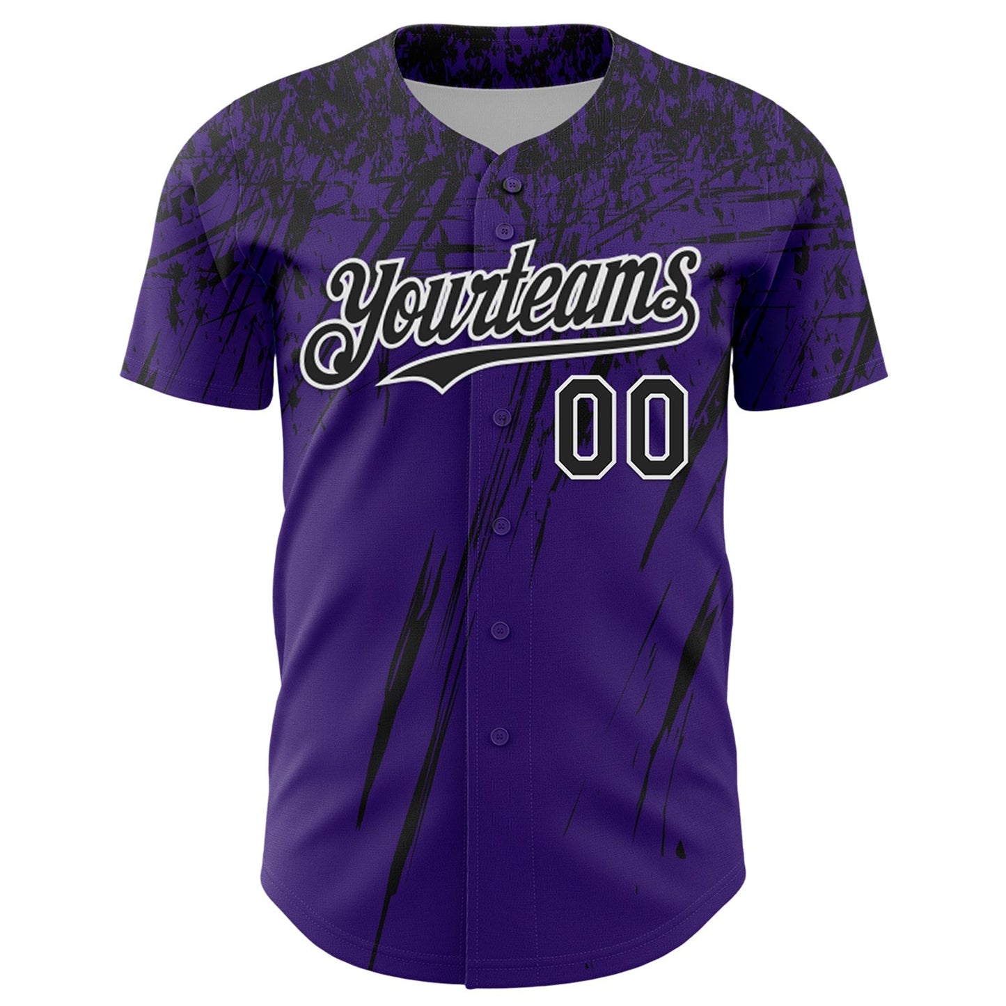 Custom Purple Black-White Distressed Scratch Brush Stroke Authentic Baseball Jersey baseball jersey product view 2