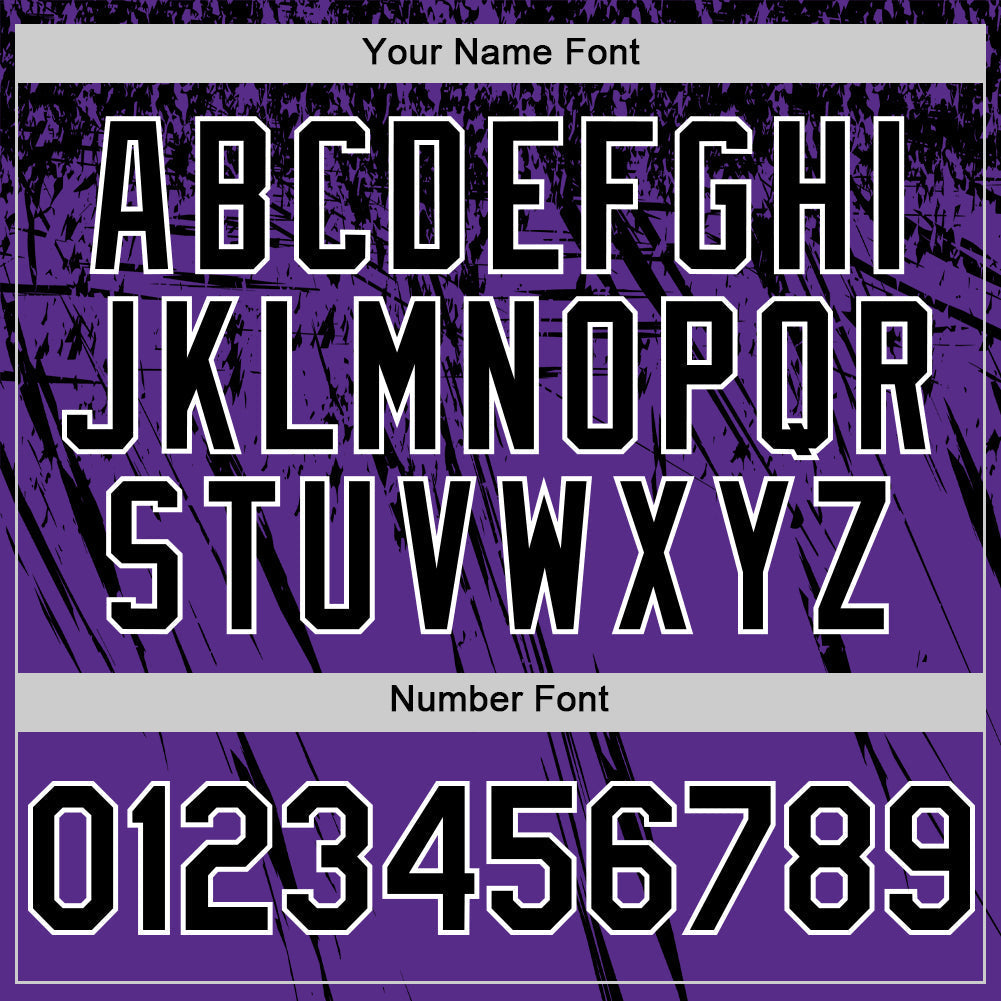 Custom Purple Black-White Distressed Scratch Brush Stroke Authentic Baseball Jersey baseball jersey product view 5