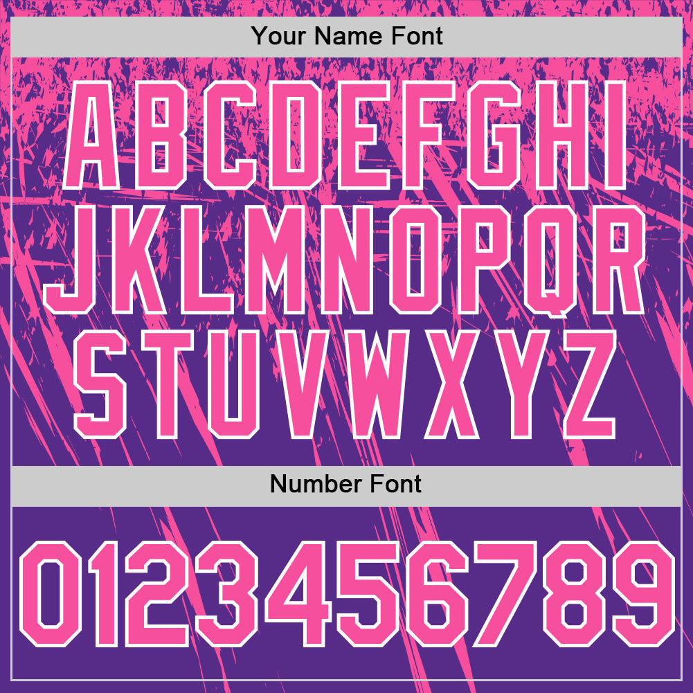 Custom Purple Pink-White Distressed Scratch Brush Stroke Authentic Baseball Jersey baseball jersey product view 5