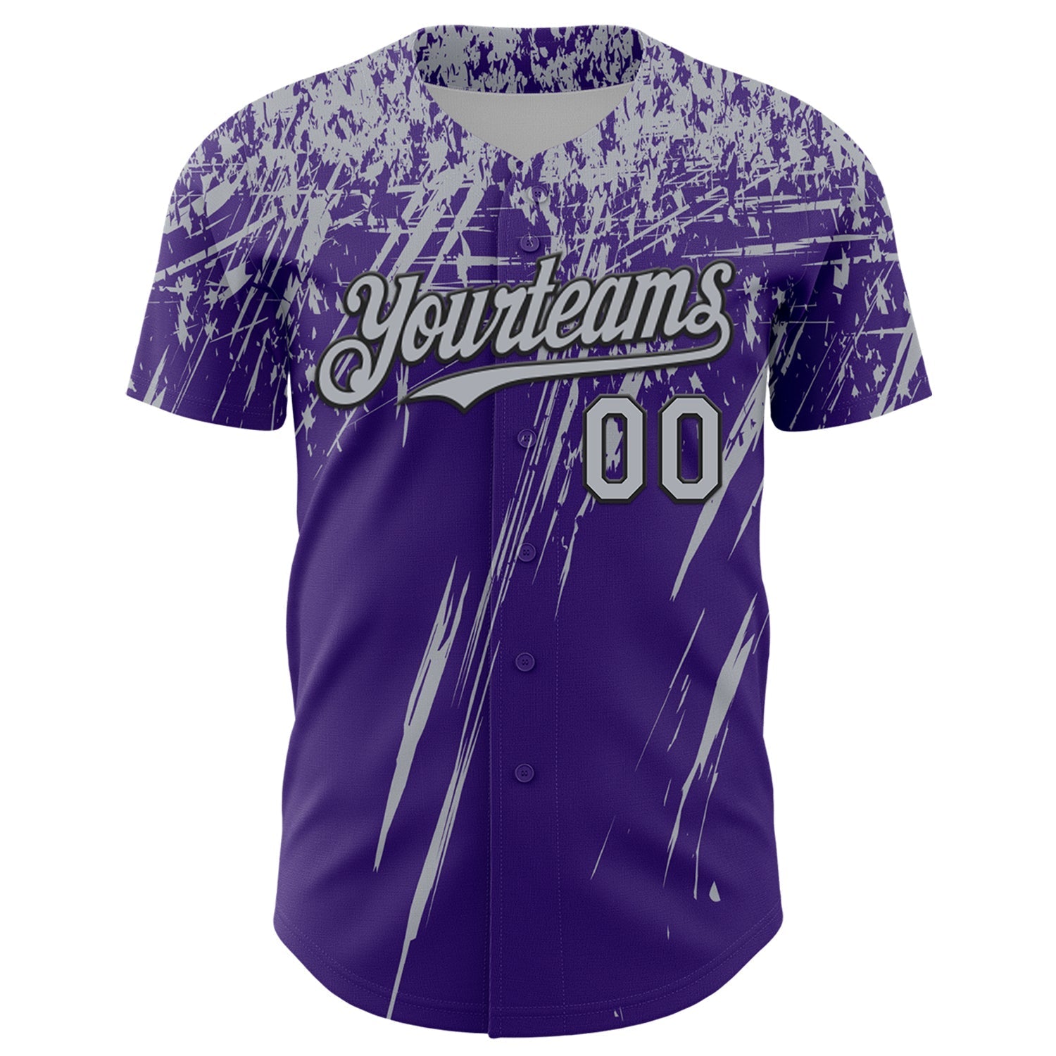Custom Purple Gray-Black Distressed Scratch Brush Stroke Authentic Baseball Jersey baseball jersey product view 2