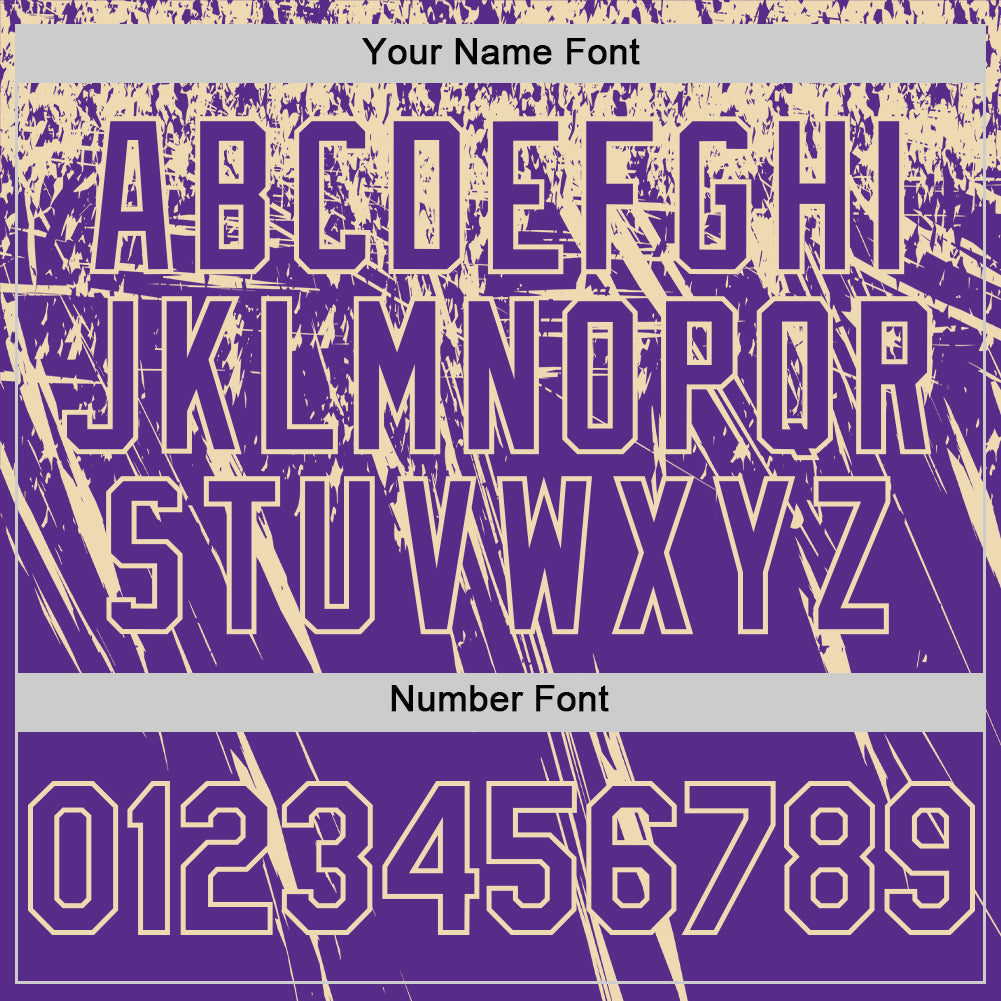 Custom Purple Cream Distressed Scratch Brush Stroke Authentic Baseball Jersey baseball jersey product view 5