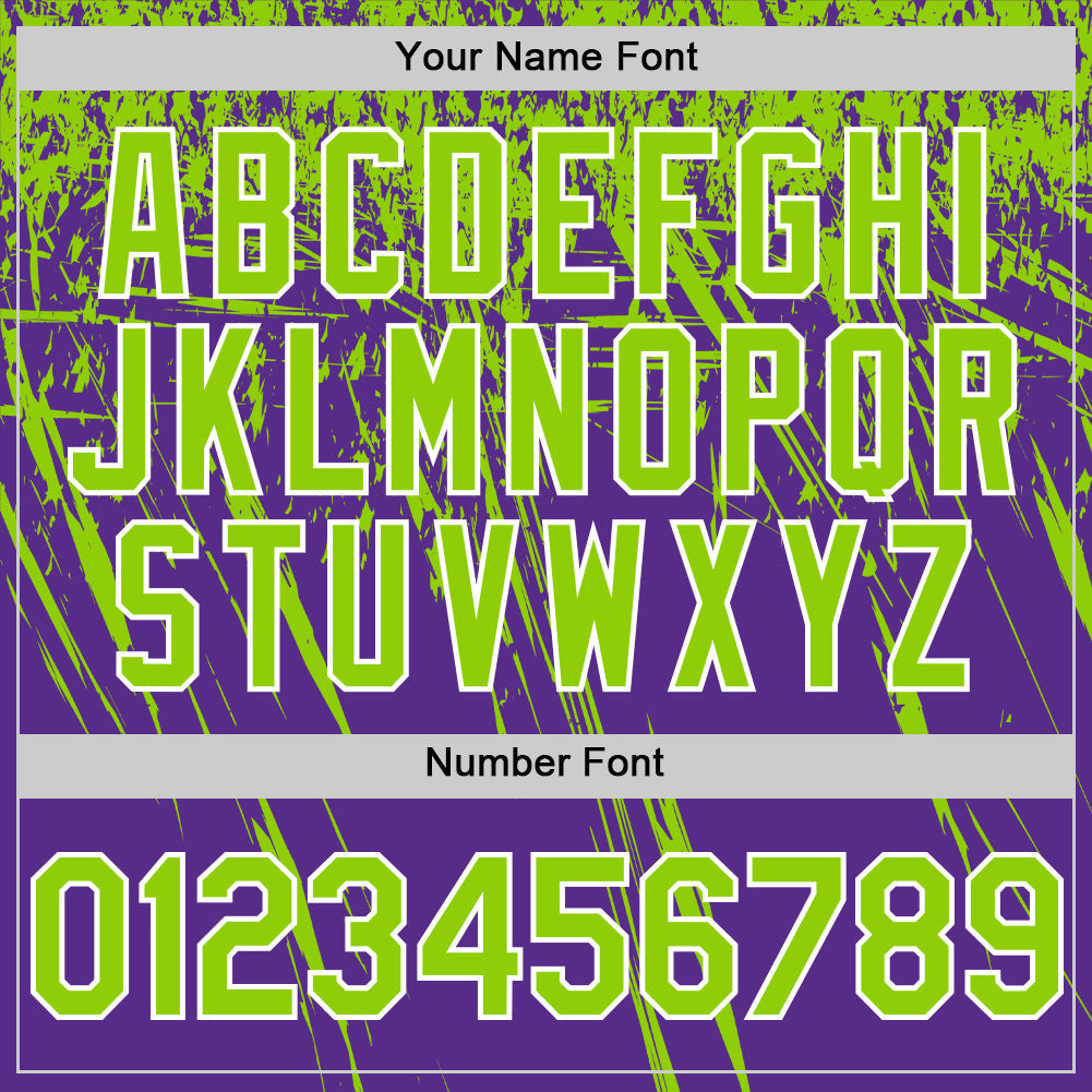 Custom Purple Neon Green-White Distressed Scratch Brush Stroke Authentic Baseball Jersey baseball jersey product view 5