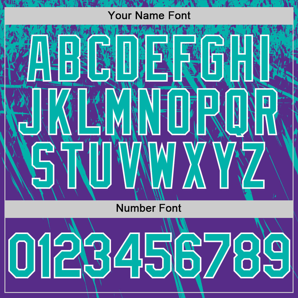 Custom Purple Aqua-White Distressed Scratch Brush Stroke Authentic Baseball Jersey baseball jersey product view 5