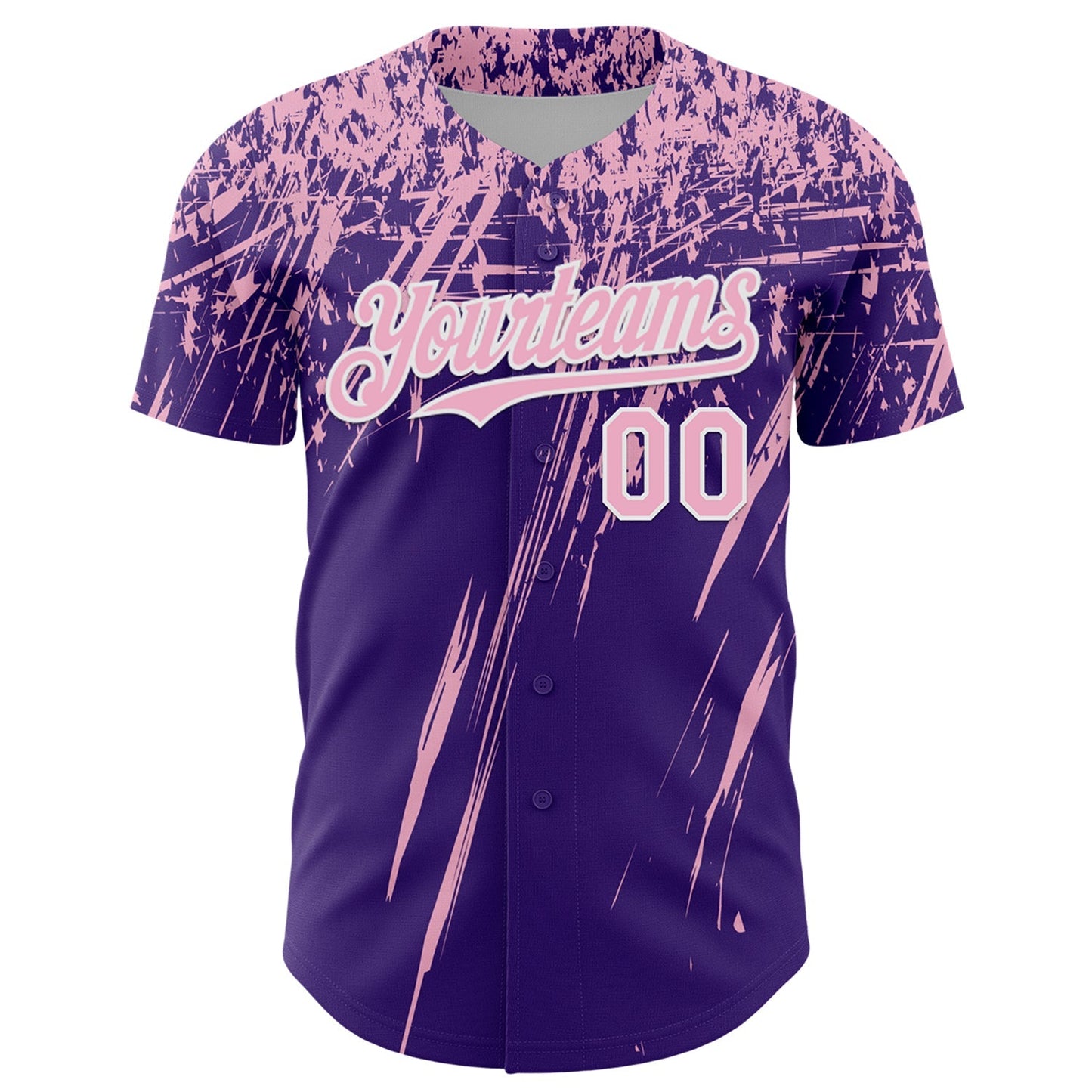 Custom Purple Light Pink-White Distressed Scratch Brush Stroke Authentic Baseball Jersey baseball jersey product view 2