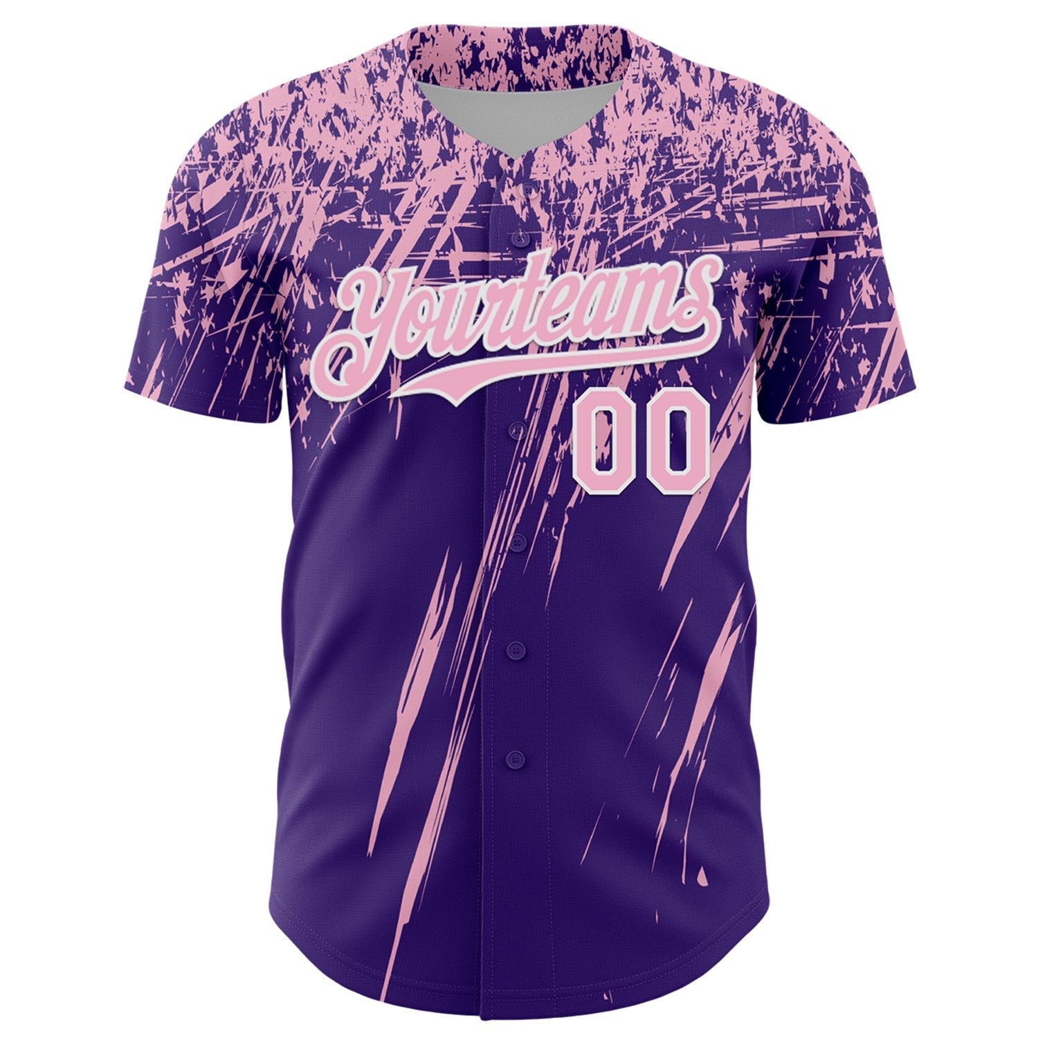 Custom Purple Light Pink-White Distressed Scratch Brush Stroke Authentic Baseball Jersey baseball jersey product view 2