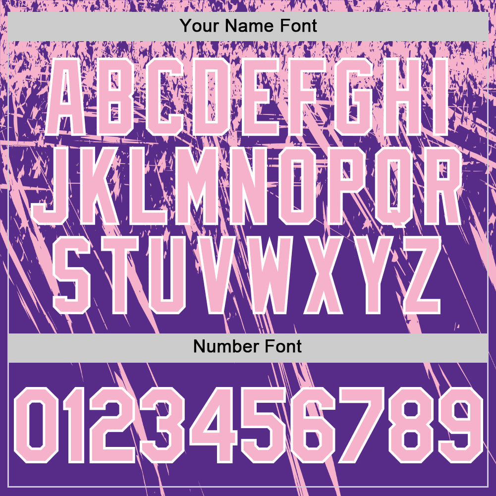 Custom Purple Light Pink-White Distressed Scratch Brush Stroke Authentic Baseball Jersey baseball jersey product view 5