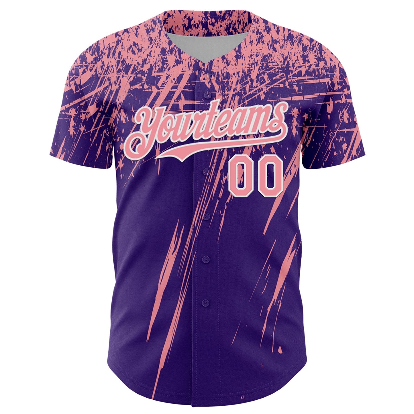 Custom Purple Medium Pink-White Distressed Scratch Brush Stroke Authentic Baseball Jersey baseball jersey product view 2