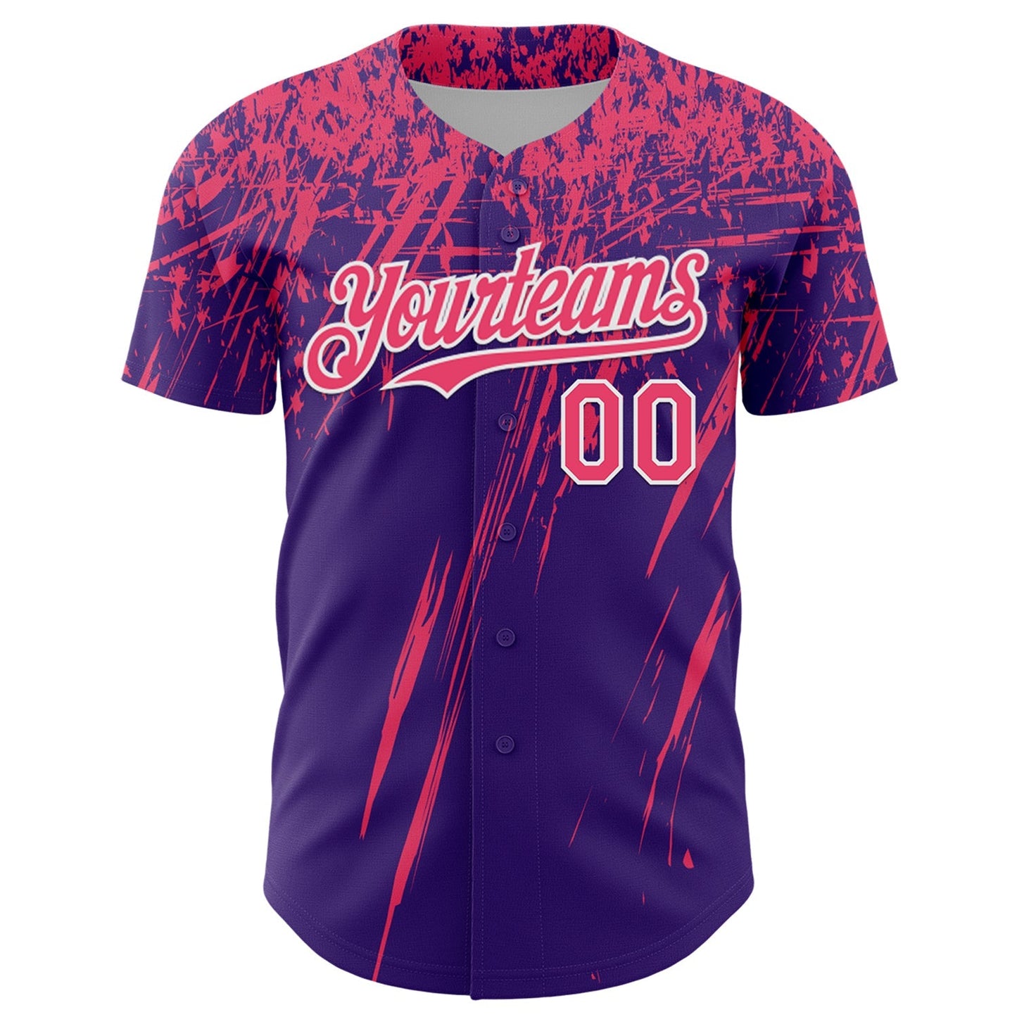 Custom Purple Neon Pink-White Distressed Scratch Brush Stroke Authentic Baseball Jersey baseball jersey product view 2