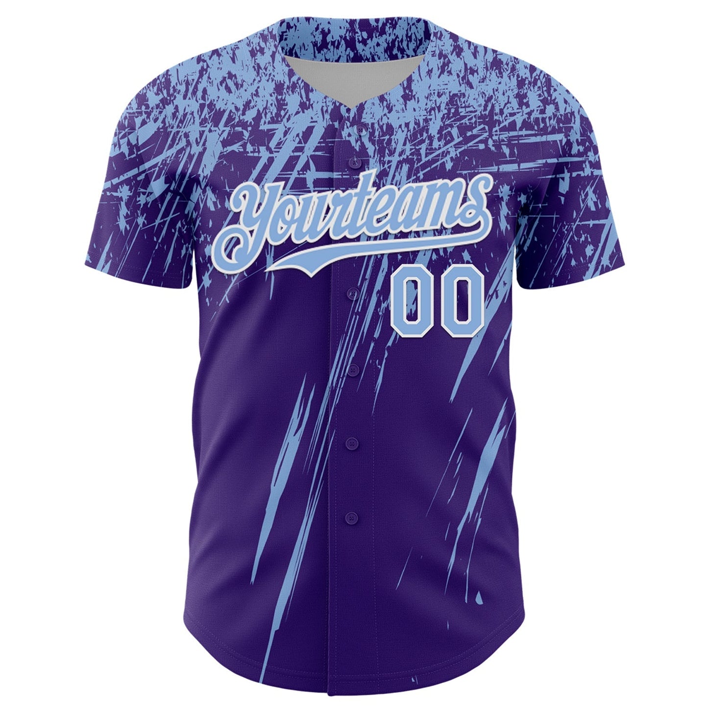 Custom Purple Light Blue-White Distressed Scratch Brush Stroke Authentic Baseball Jersey baseball jersey product view 2