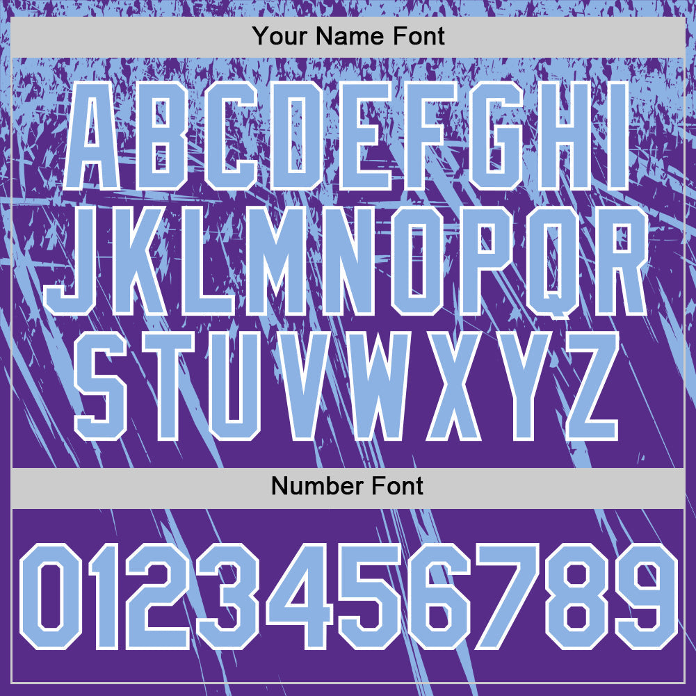 Custom Purple Light Blue-White Distressed Scratch Brush Stroke Authentic Baseball Jersey baseball jersey product view 5