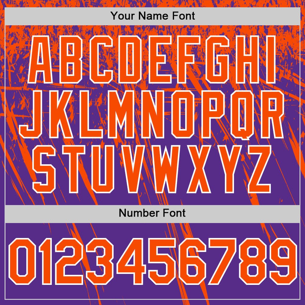 Custom Purple Orange-White Distressed Scratch Brush Stroke Authentic Baseball Jersey baseball jersey product view 5