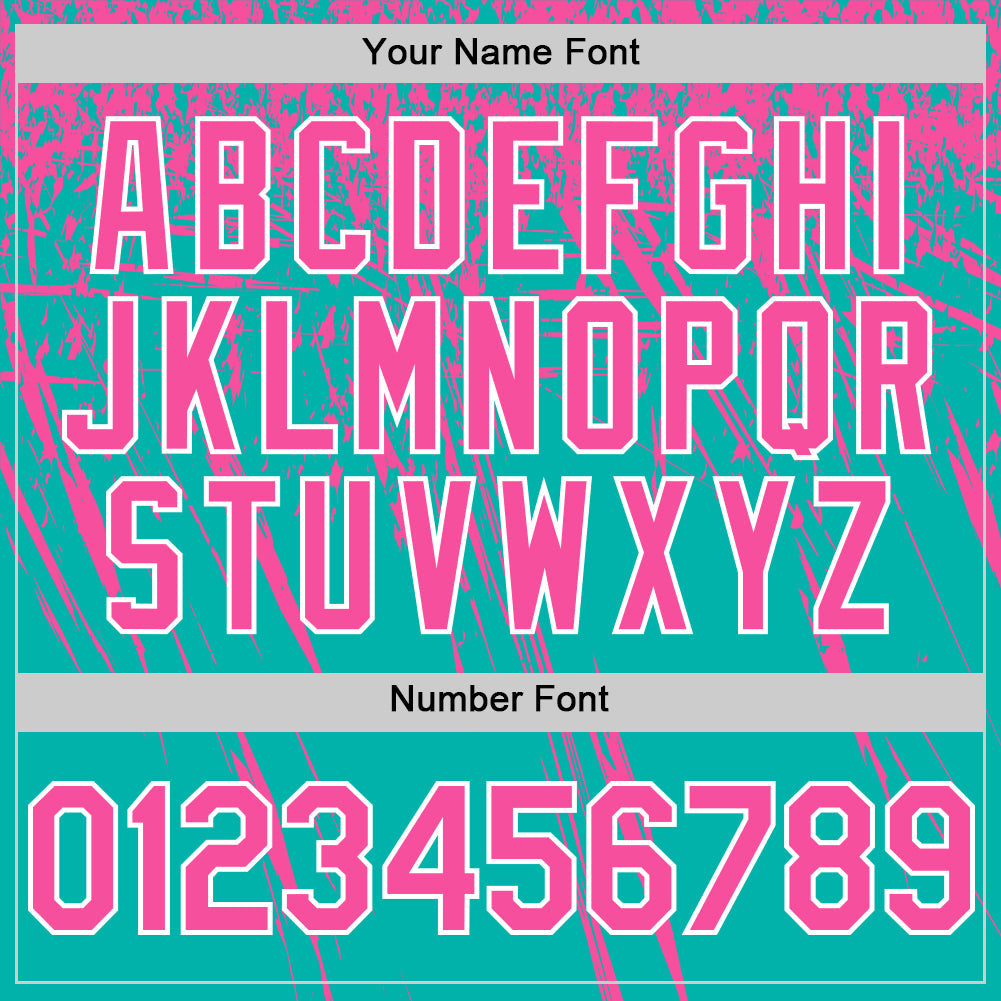 Custom Aqua Pink-White Distressed Scratch Brush Stroke Authentic Baseball Jersey baseball jersey product view 5