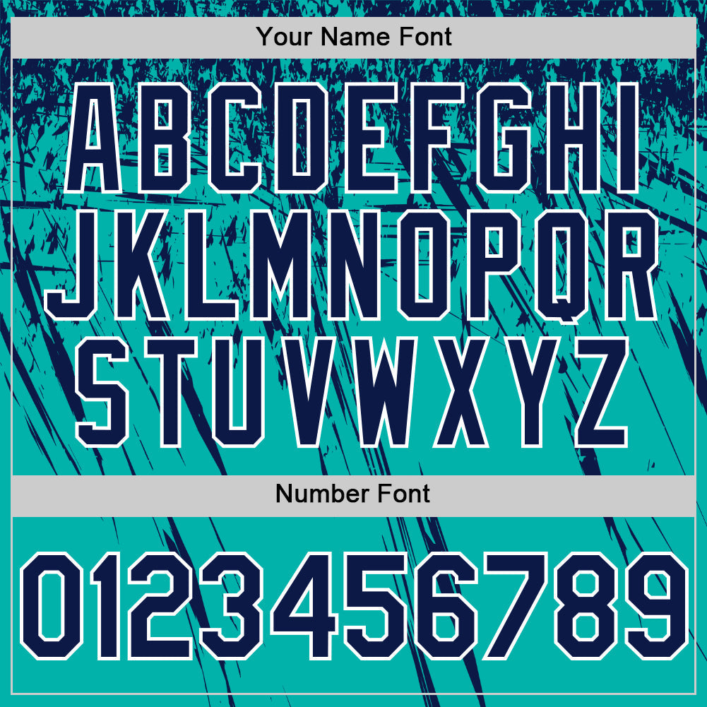 Custom Aqua Navy-White Distressed Scratch Brush Stroke Authentic Baseball Jersey baseball jersey product view 5