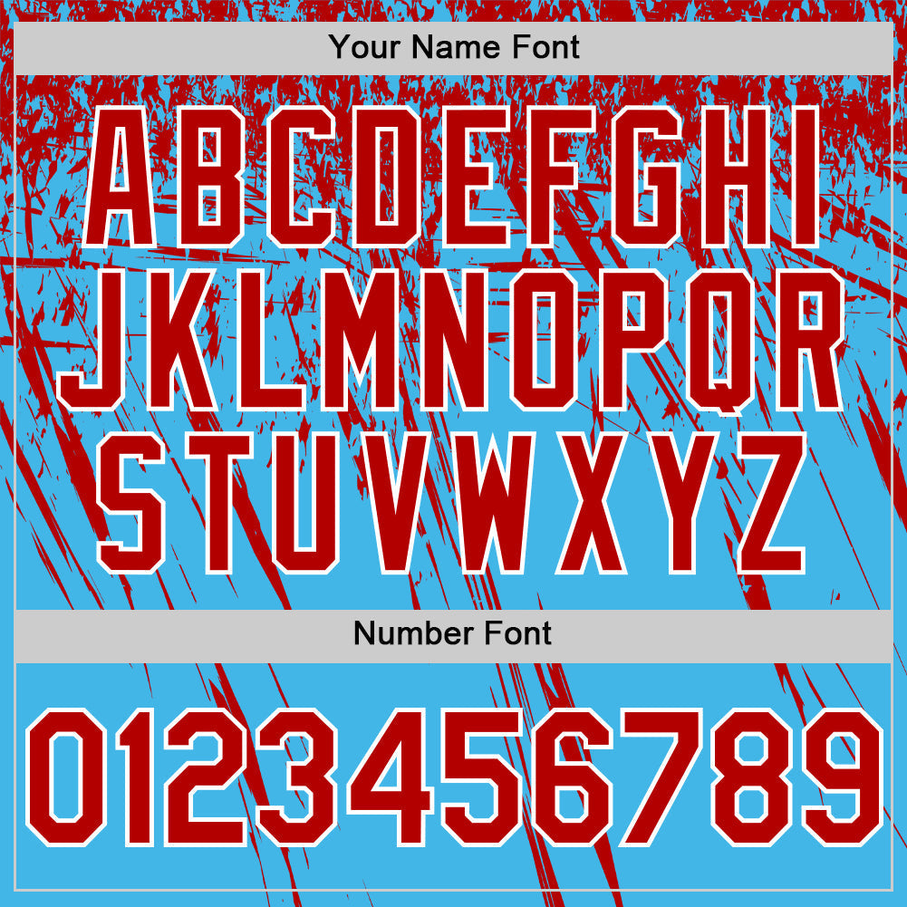 Custom Sky Blue Red-White Distressed Scratch Brush Stroke Authentic Baseball Jersey baseball jersey product view 5