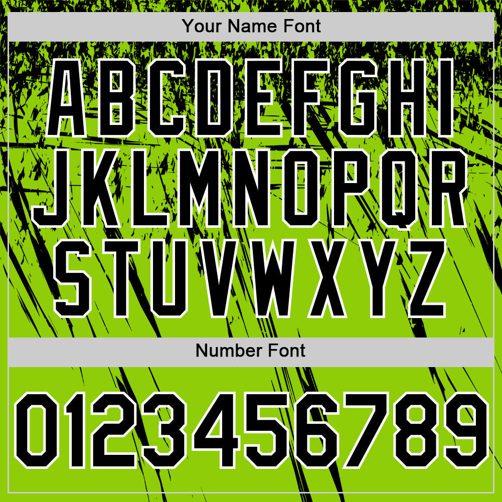 Custom Neon Green Black-White Distressed Scratch Brush Stroke Authentic Baseball Jersey baseball jersey product view 5