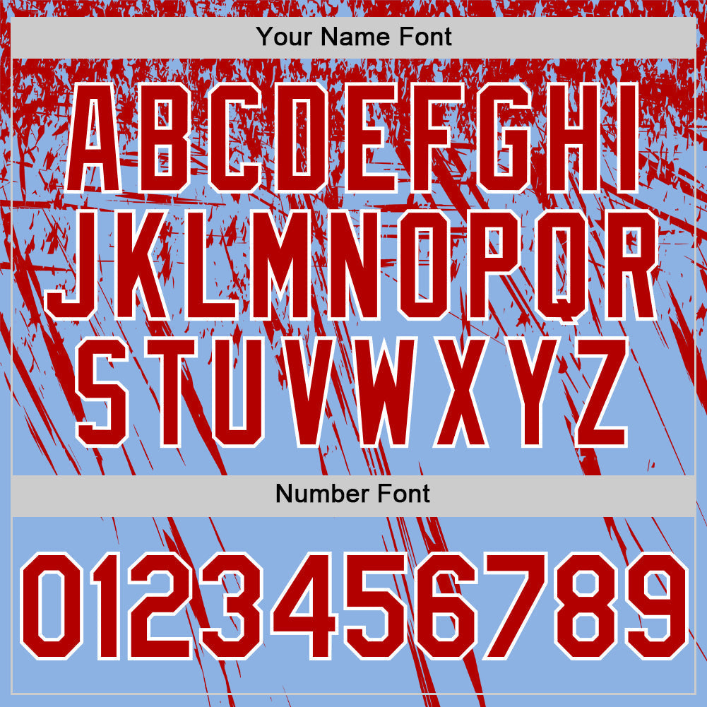Custom Light Blue Red-White Distressed Scratch Brush Stroke Authentic Baseball Jersey baseball jersey product view 5