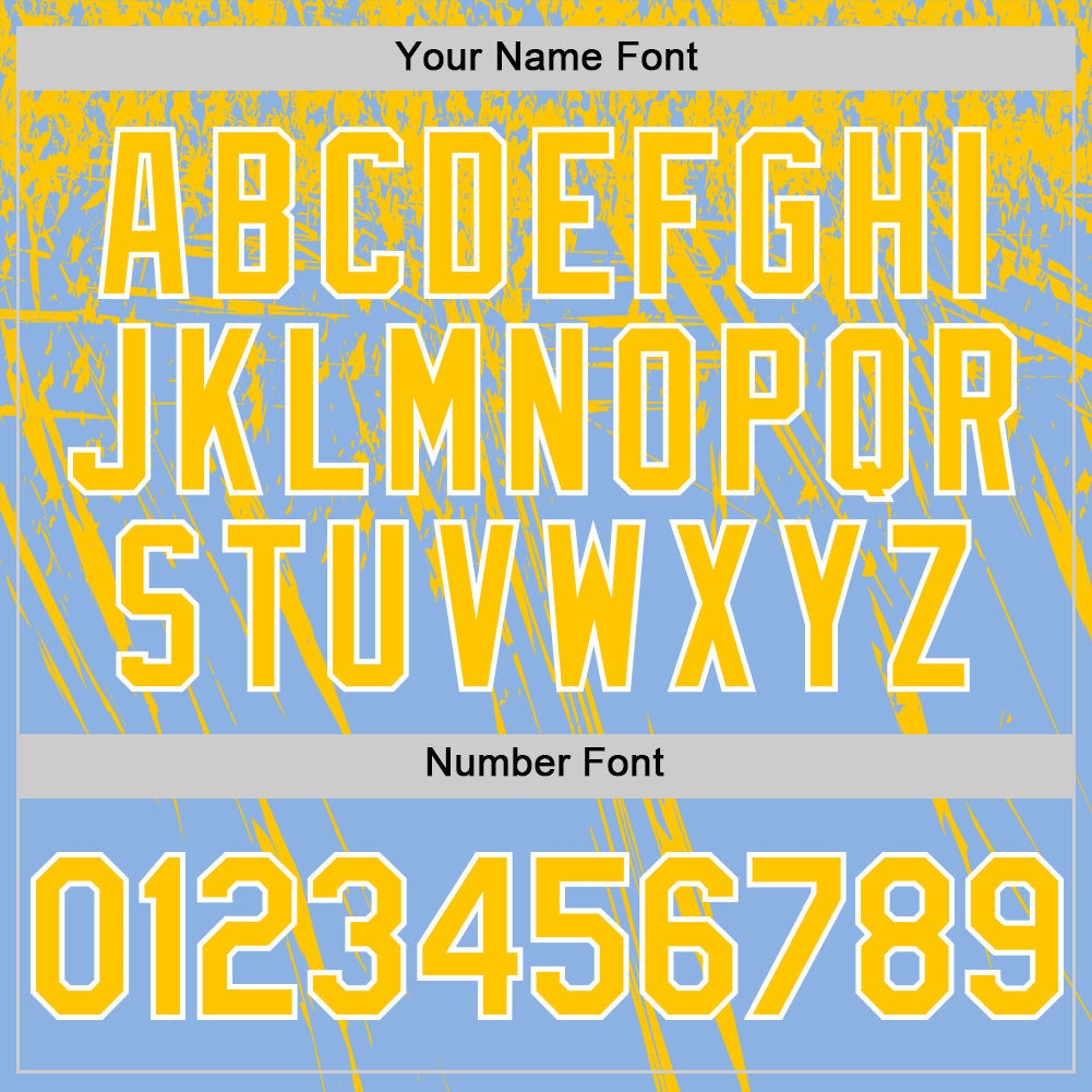 Custom Light Blue Yellow-White Distressed Scratch Brush Stroke Authentic Baseball Jersey baseball jersey product view 5