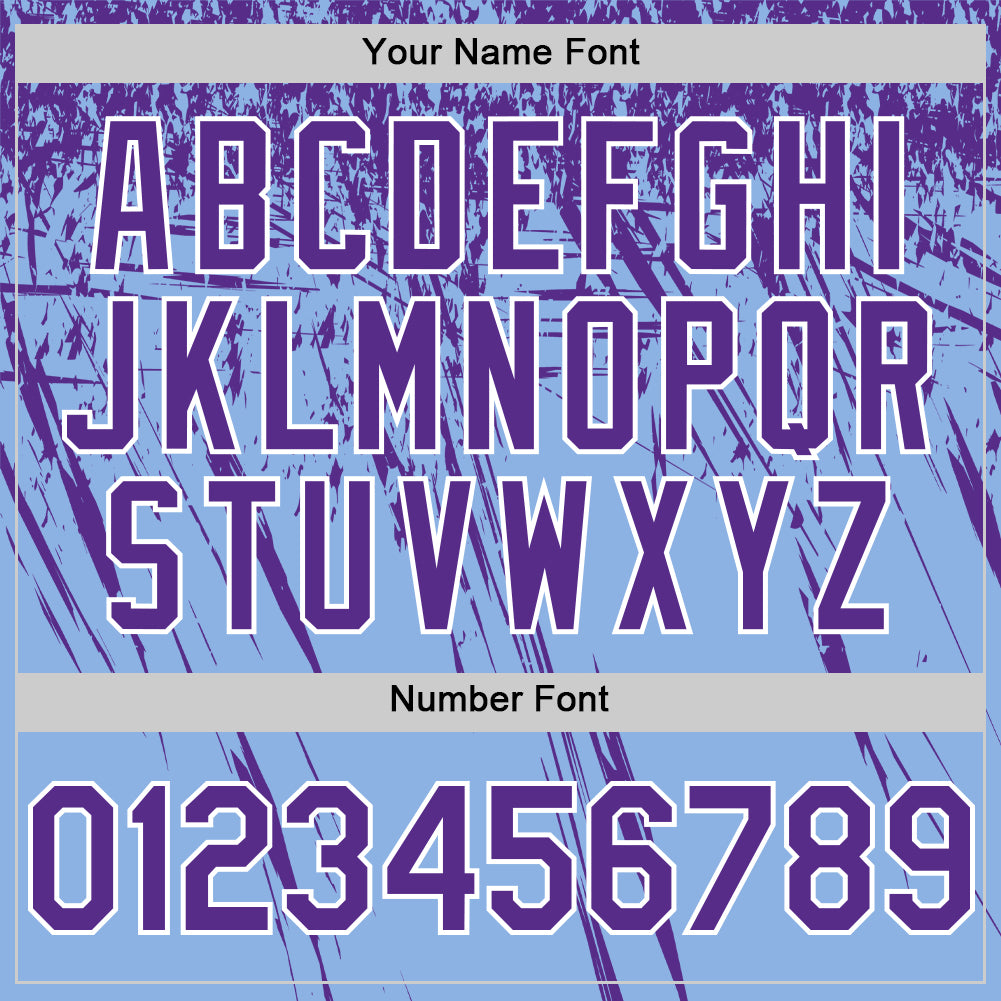 Custom Light Blue Purple-White Distressed Scratch Brush Stroke Authentic Baseball Jersey baseball jersey product view 5