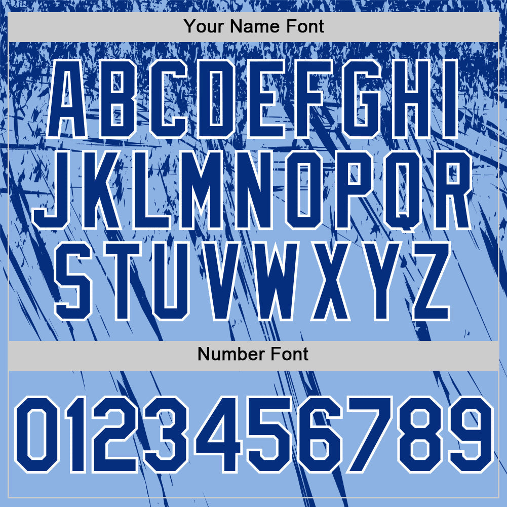 Custom Light Blue Royal-White Distressed Scratch Brush Stroke Authentic Baseball Jersey baseball jersey product view 5
