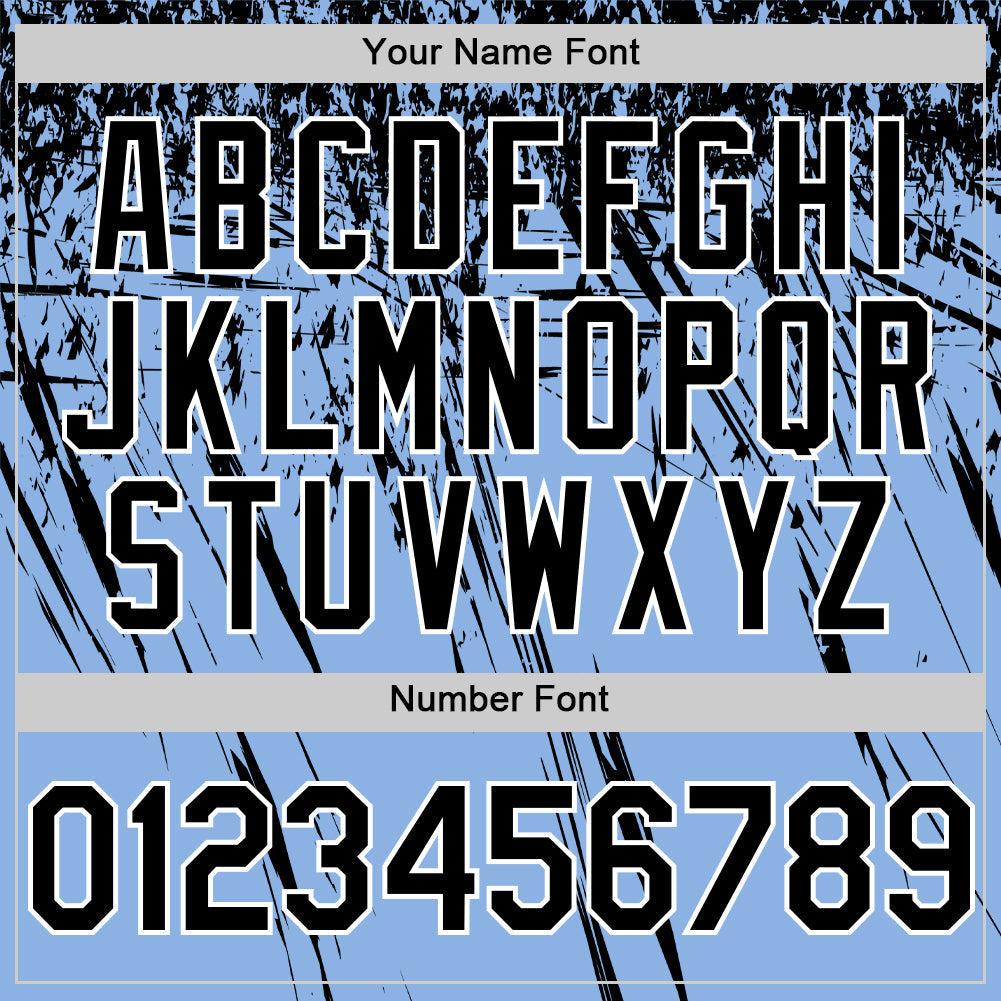 Custom Light Blue Black-White Distressed Scratch Brush Stroke Authentic Baseball Jersey baseball jersey product view 5