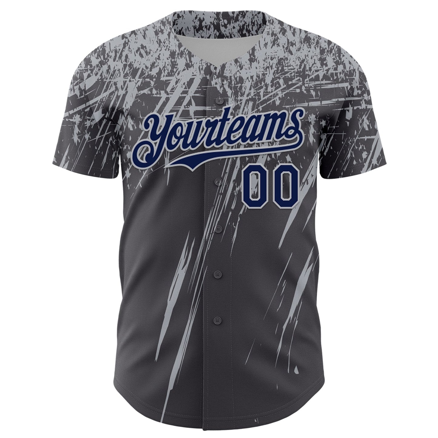 Custom Steel Gray Navy-Gray Distressed Scratch Brush Stroke Authentic Baseball Jersey baseball jersey product view 2