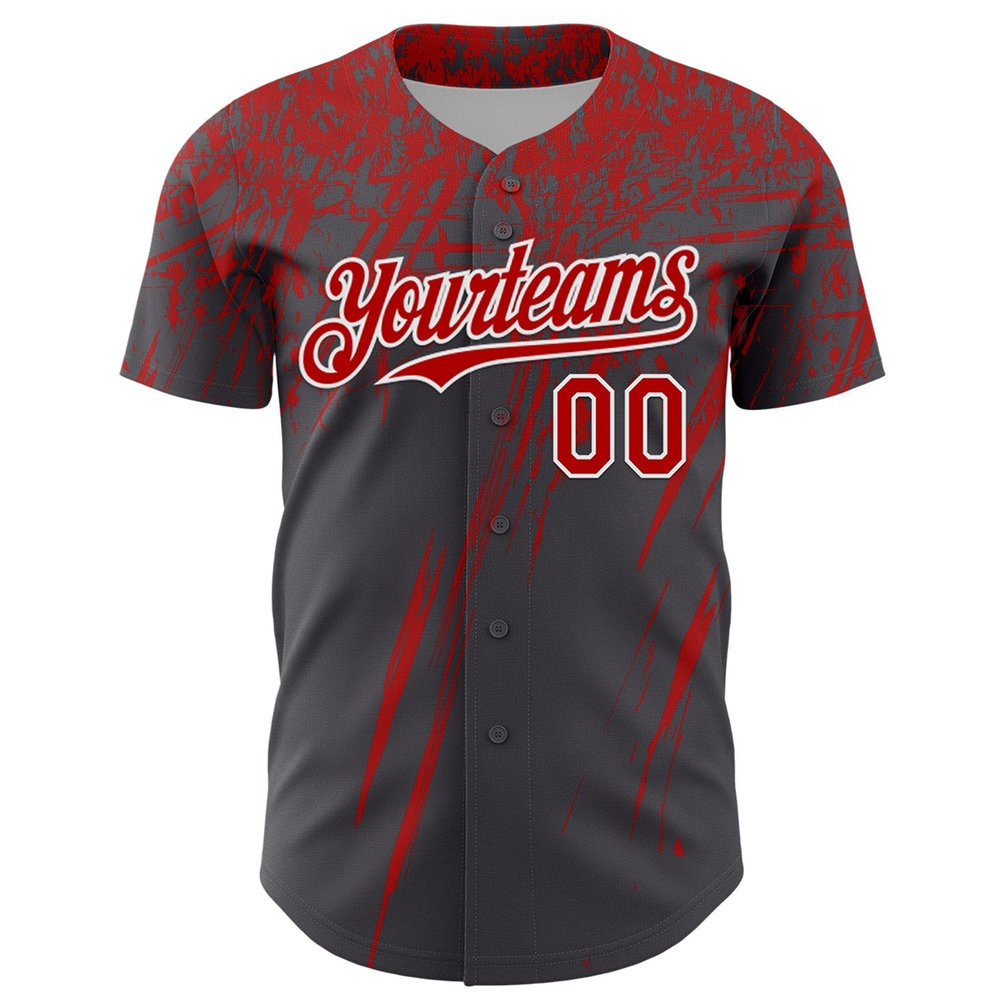 Custom Steel Gray Red-White Distressed Scratch Brush Stroke Authentic Baseball Jersey baseball jersey product view 2