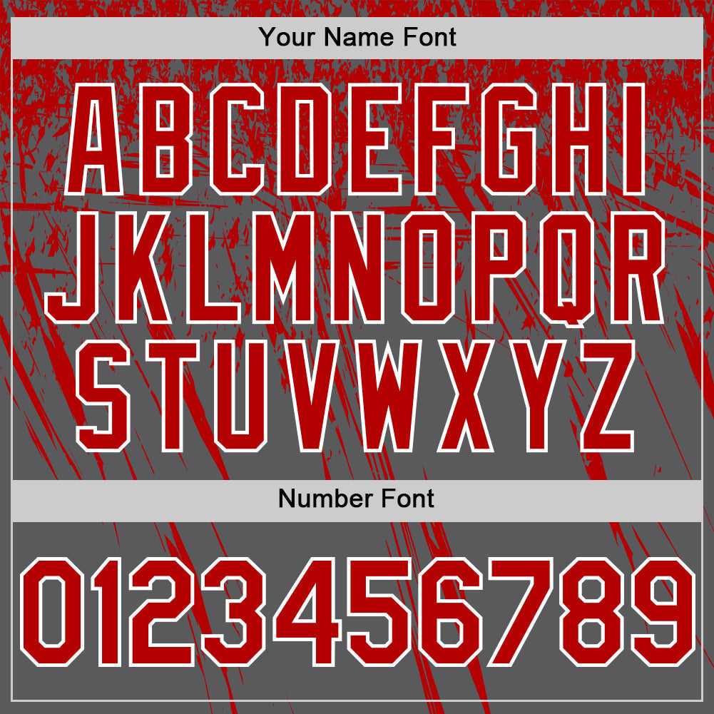 Custom Steel Gray Red-White Distressed Scratch Brush Stroke Authentic Baseball Jersey baseball jersey product view 5