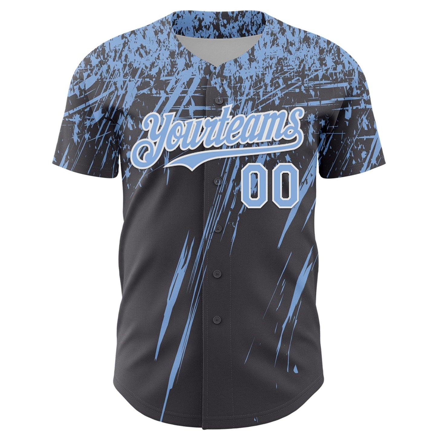 Custom Steel Gray Light Blue-White Distressed Scratch Brush Stroke Authentic Baseball Jersey baseball jersey product view 2