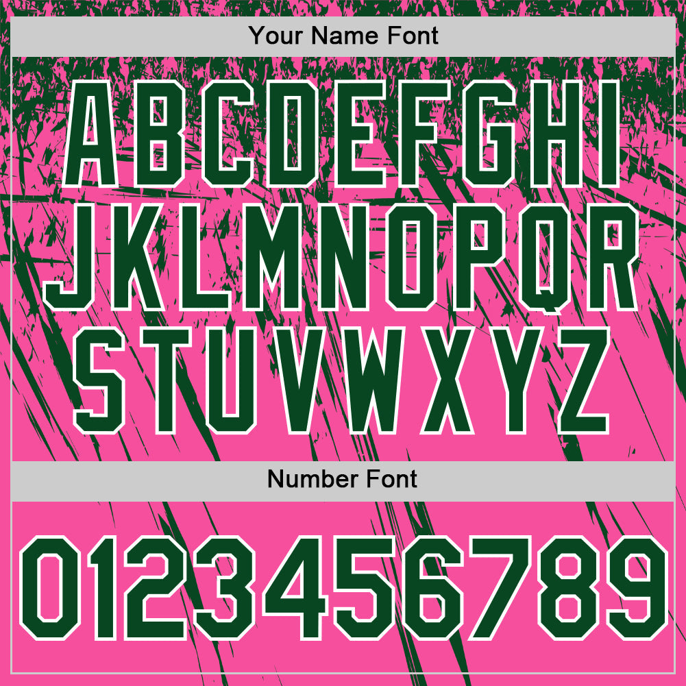 Custom Pink Green-White Distressed Scratch Brush Stroke Authentic Baseball Jersey baseball jersey product view 5