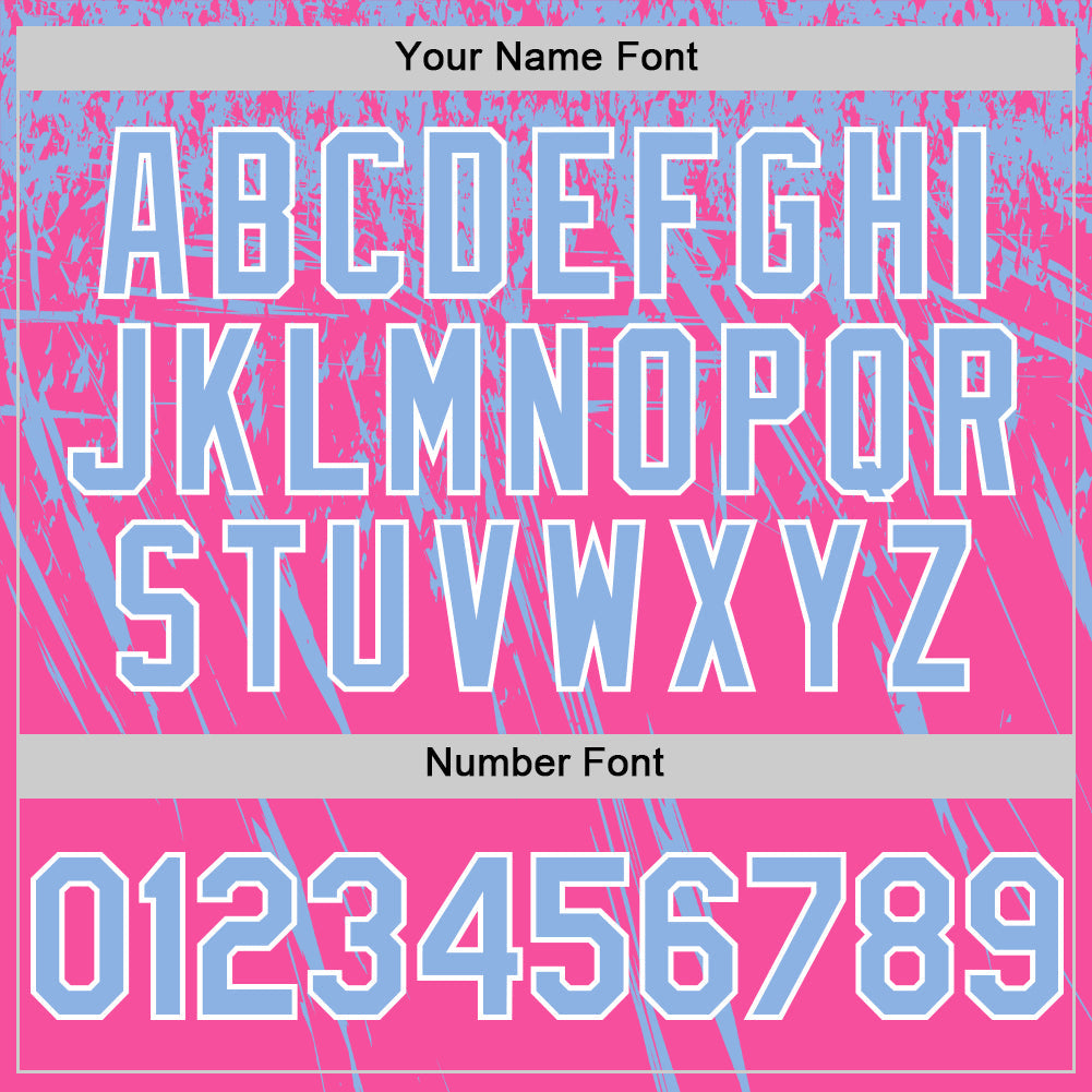 Custom Pink Light Blue-White Distressed Scratch Brush Stroke Authentic Baseball Jersey baseball jersey product view 5