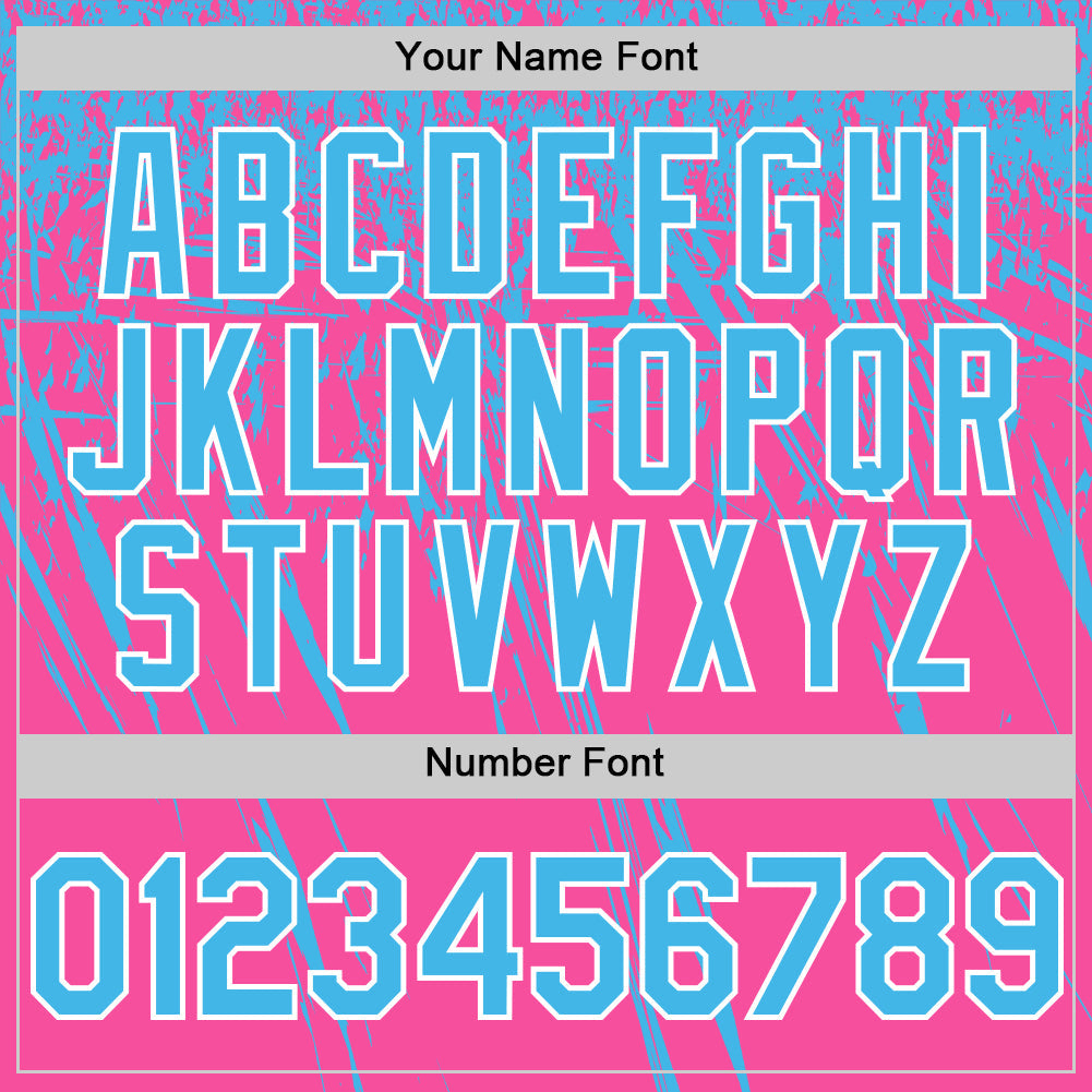 Custom Pink Sky Blue-White Distressed Scratch Brush Stroke Authentic Baseball Jersey baseball jersey product view 5