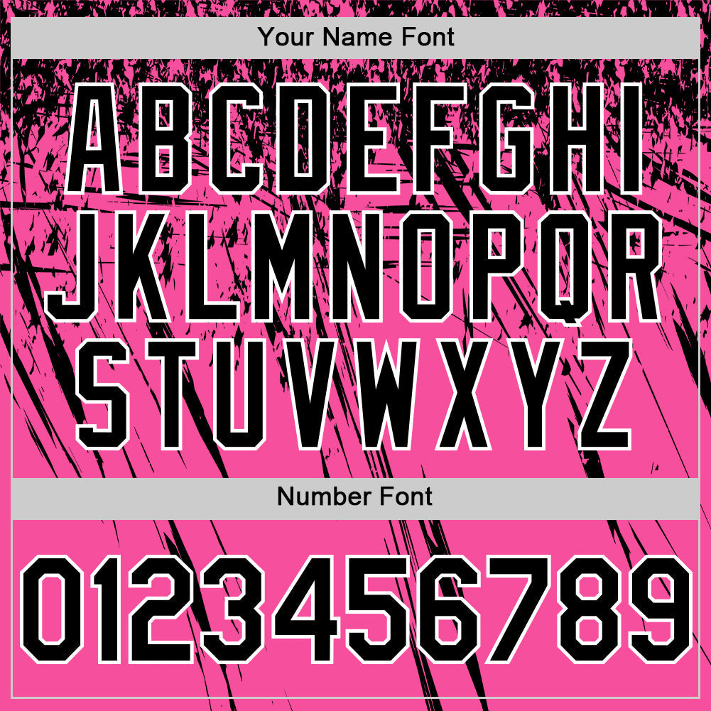 Custom Pink Black-White Distressed Scratch Brush Stroke Authentic Baseball Jersey baseball jersey product view 5