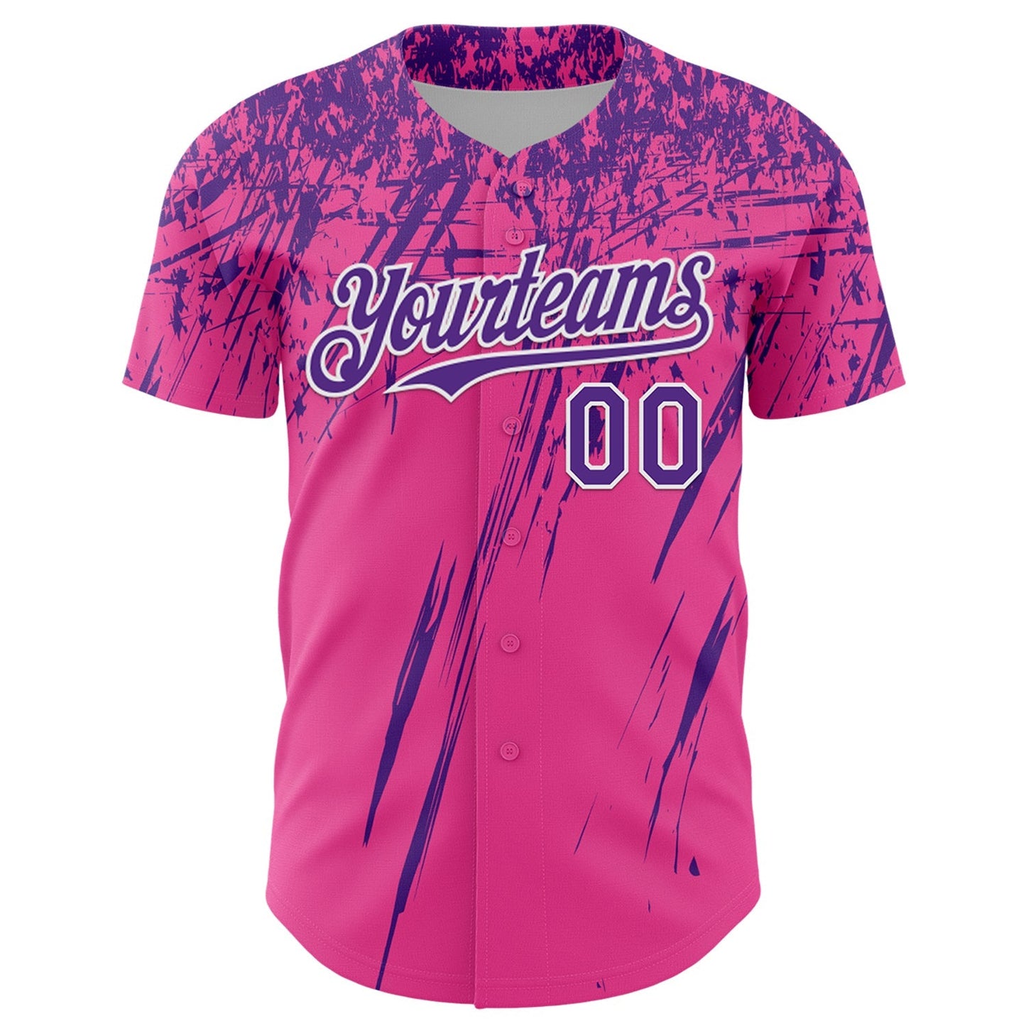 Custom Pink Purple-White Distressed Scratch Brush Stroke Authentic Baseball Jersey baseball jersey product view 2